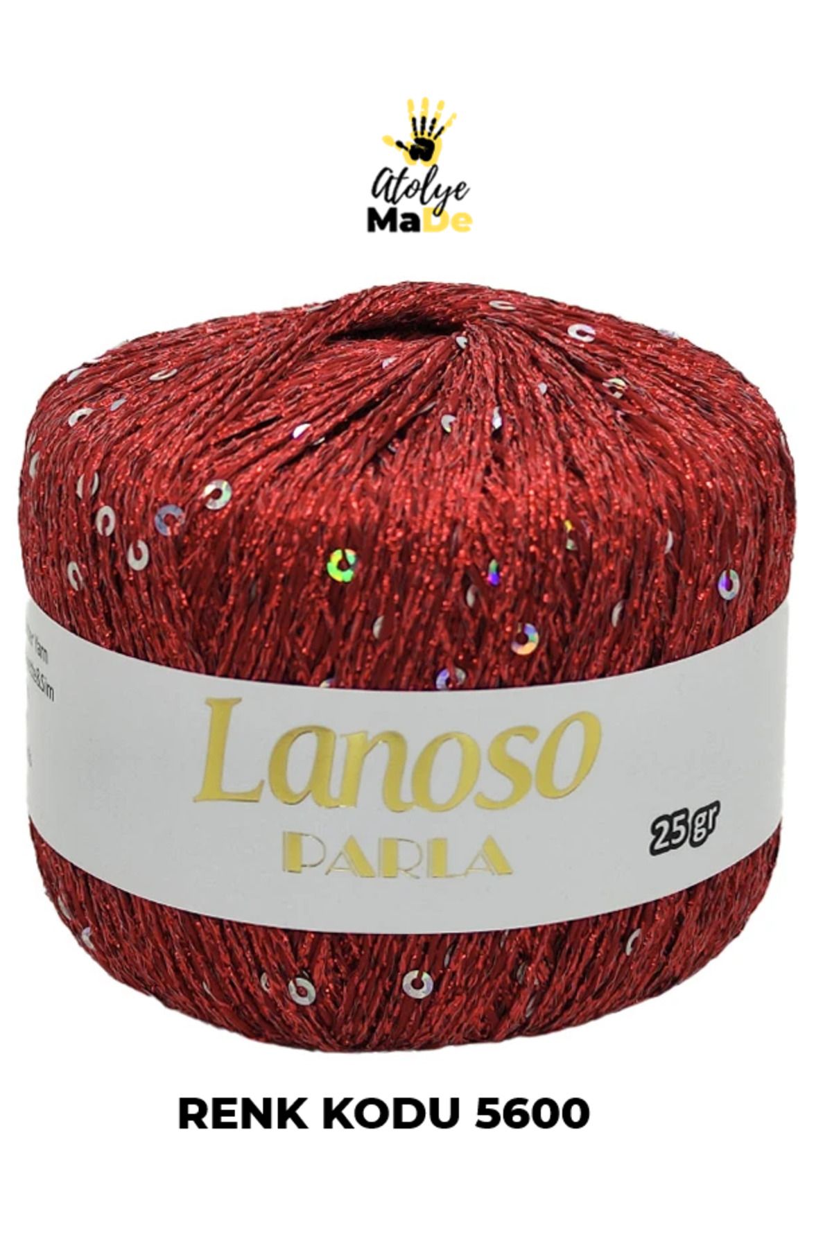 Lanoso-Parla 5600 - Single Ball 75% Glitter Yarn 25% Sequin Glitter Sequin Hand Knitted - 217Mt 25Gr 1