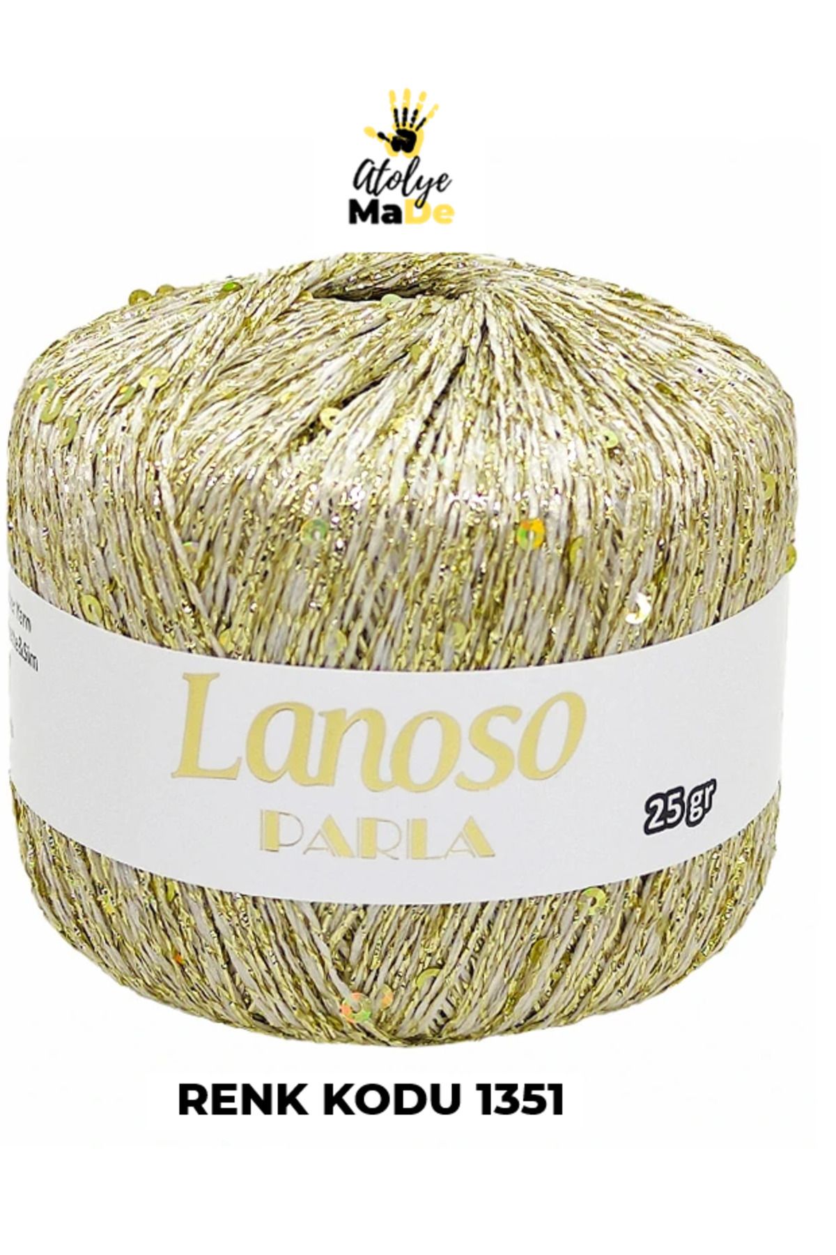 Lanoso-Parla 1351 - Soft Glitter Sequin Hand Knitting Lanyard - 75% Glitter Yarn 25% Sequin&Sim 217Mt 25Gr Single Soft 1
