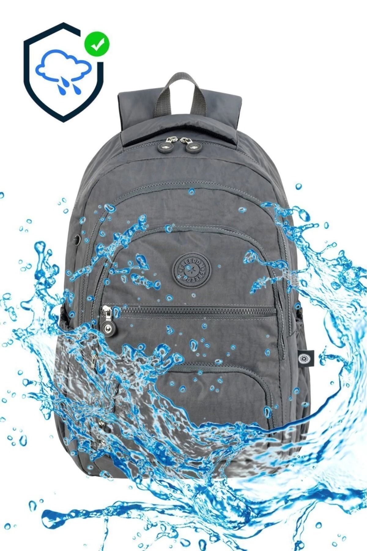 Alanç Gift-Luxury Crinkle Unisex Water Resistant Fabric High School and Middle School Backpack, Multi-Compartment Schoolbag 5