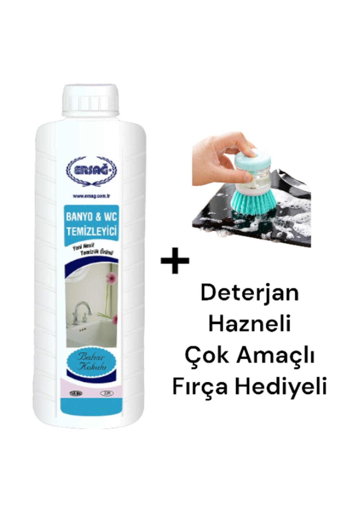 Ersağ Bahar Kokulu Banyo Wc Temizleyici 1000 ml - ( Çok Amaçlı Fırça Hediyeli ) 228-3