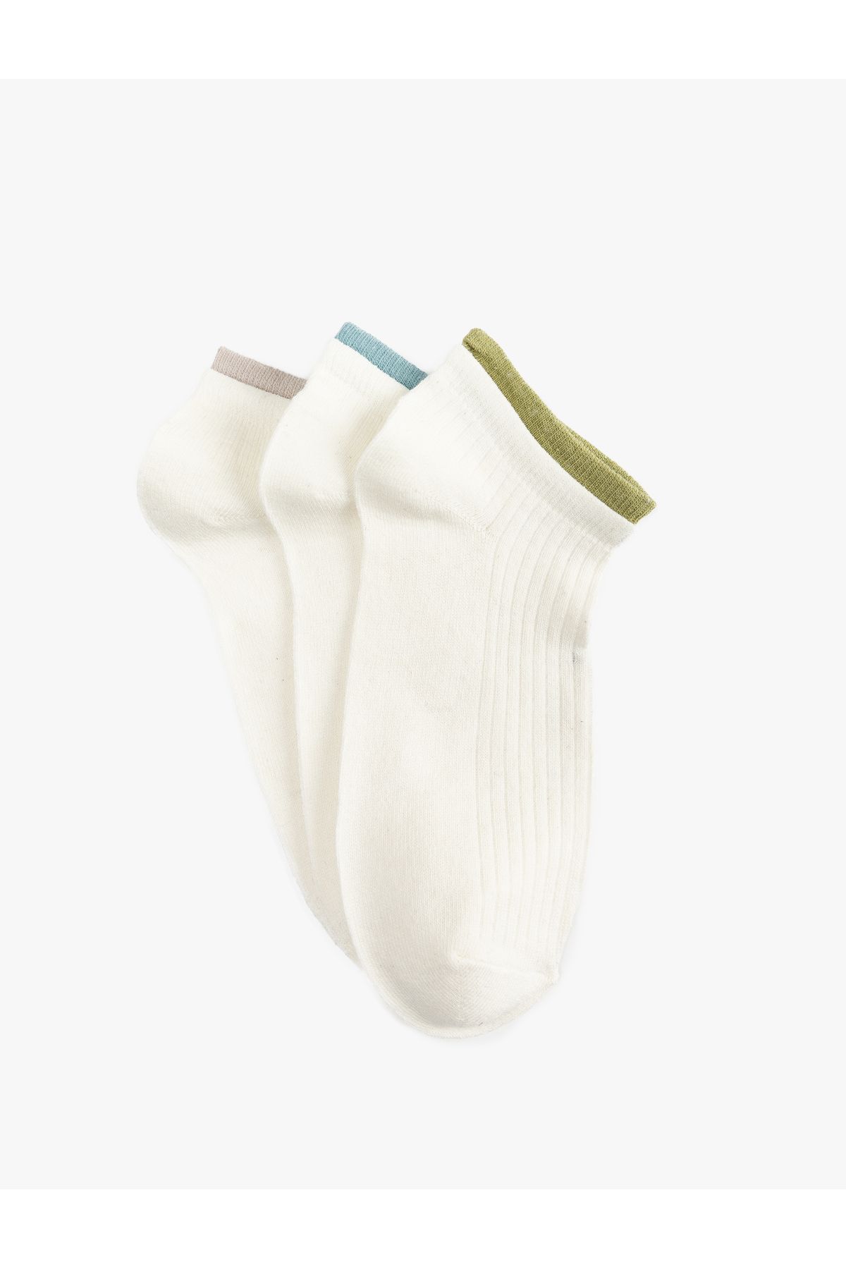 Koton-Set of 3 Stripe Detailed Multicolored Booties Socks 2