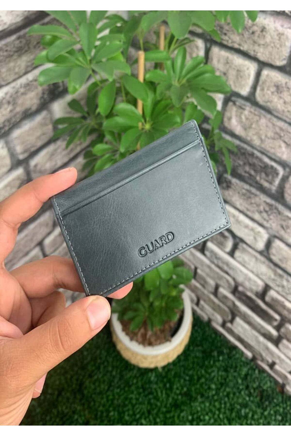 GUARD-Antique Black Genuine Leather Mini Size Card Holder - Grd 250207 Wt1050 1