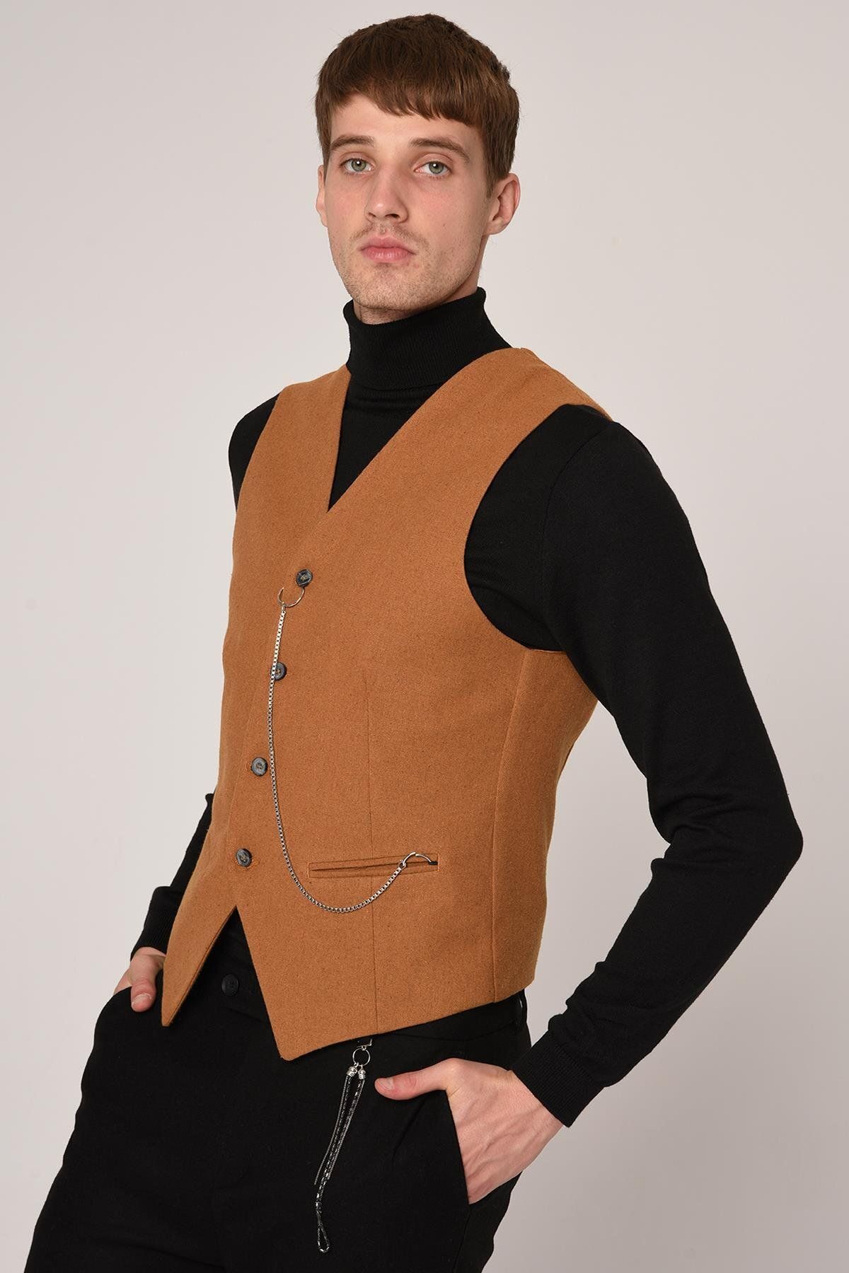 Antioch-Мъжки потник Slim Fit в горчица 3