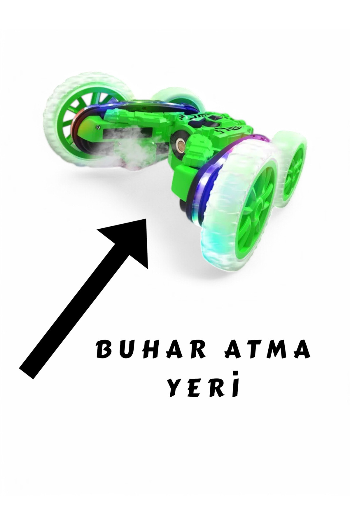 Uzaktan Kumandalı Full Fonksiyon Şarjlı Işıklı, Buharlı Sprey Atan 360 Stunt Araba Akrobatik Ledli - 4