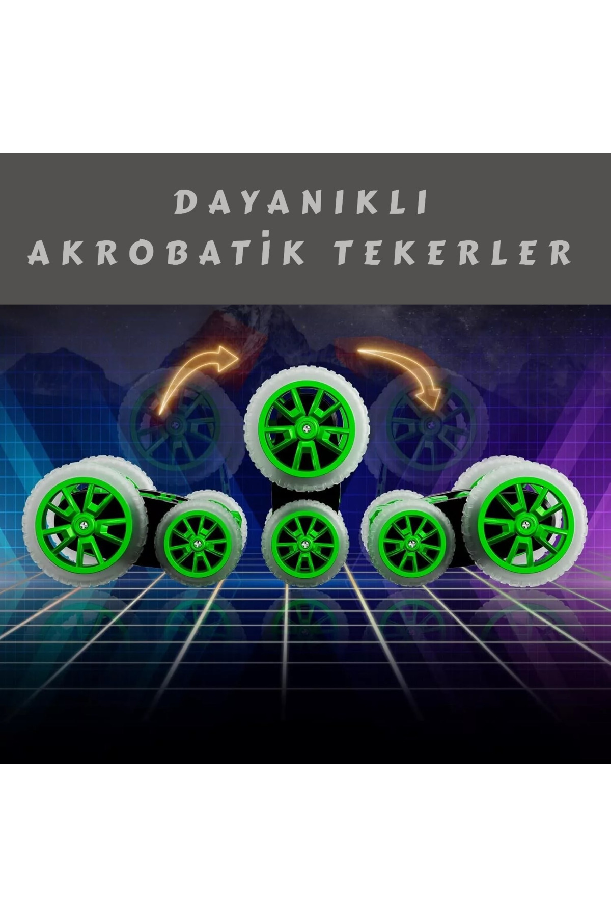 Uzaktan Kumandalı Full Fonksiyon Şarjlı Işıklı, Buharlı Sprey Atan 360 Stunt Araba Akrobatik Ledli - 3
