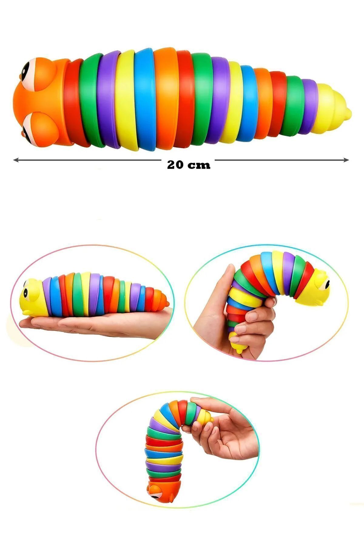 a v d a Söktak Eğlenceli Stres Ve Anksiyete Giderici Montessori Renkli Tırtıl Oyuncağı fotoğrafı 6 (önizleme)