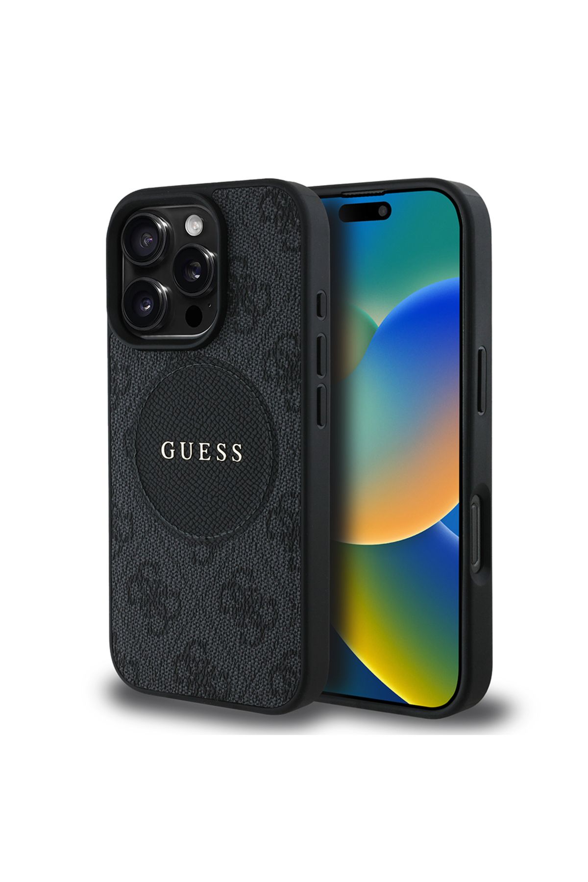 iPhone 16 Pro Max Guess Lisanslı Magsafe Uyumlu Circle Classic Kılıf - Siyah