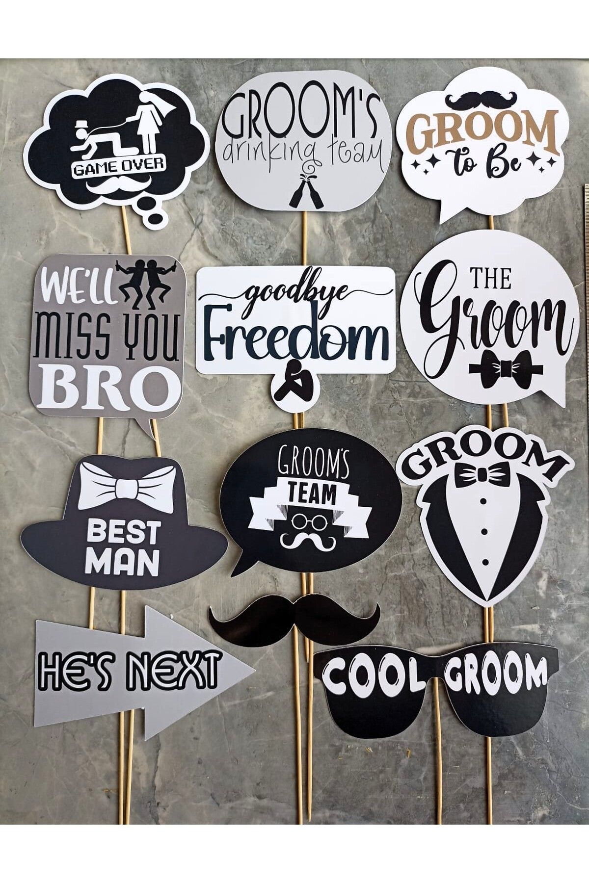 Hiras Dizayn-Set of 12 Damat Large Size Groom Bachelorette - Engagement Wedding Conversation Balloon 4