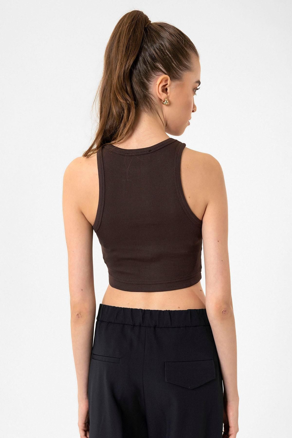 Antioch-Dark Brown Women's Corded Crop Tank Top 6