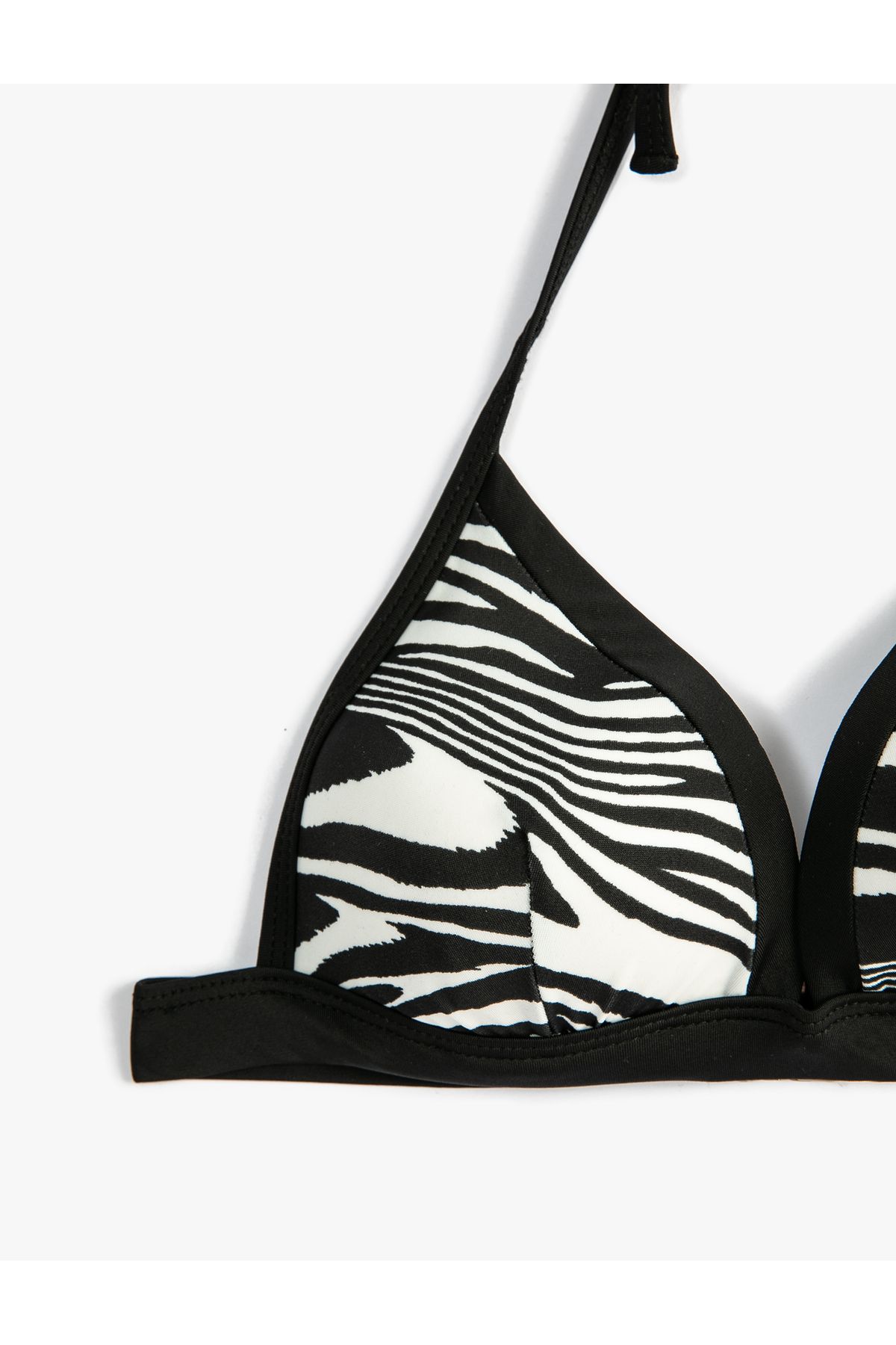 Koton-Triangle Bikini Top Zebra Print Covered Halter Neck 7