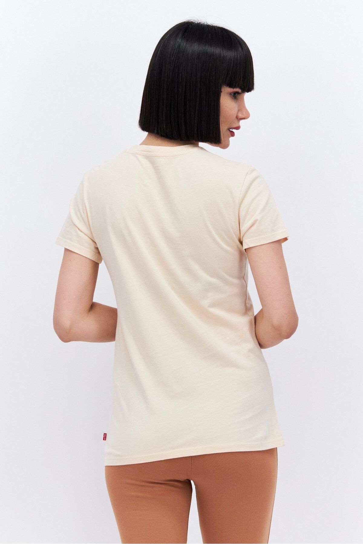 Levi's-Women Crew Neck Short Sleeve Brand Logo T Shirt, Peach 4