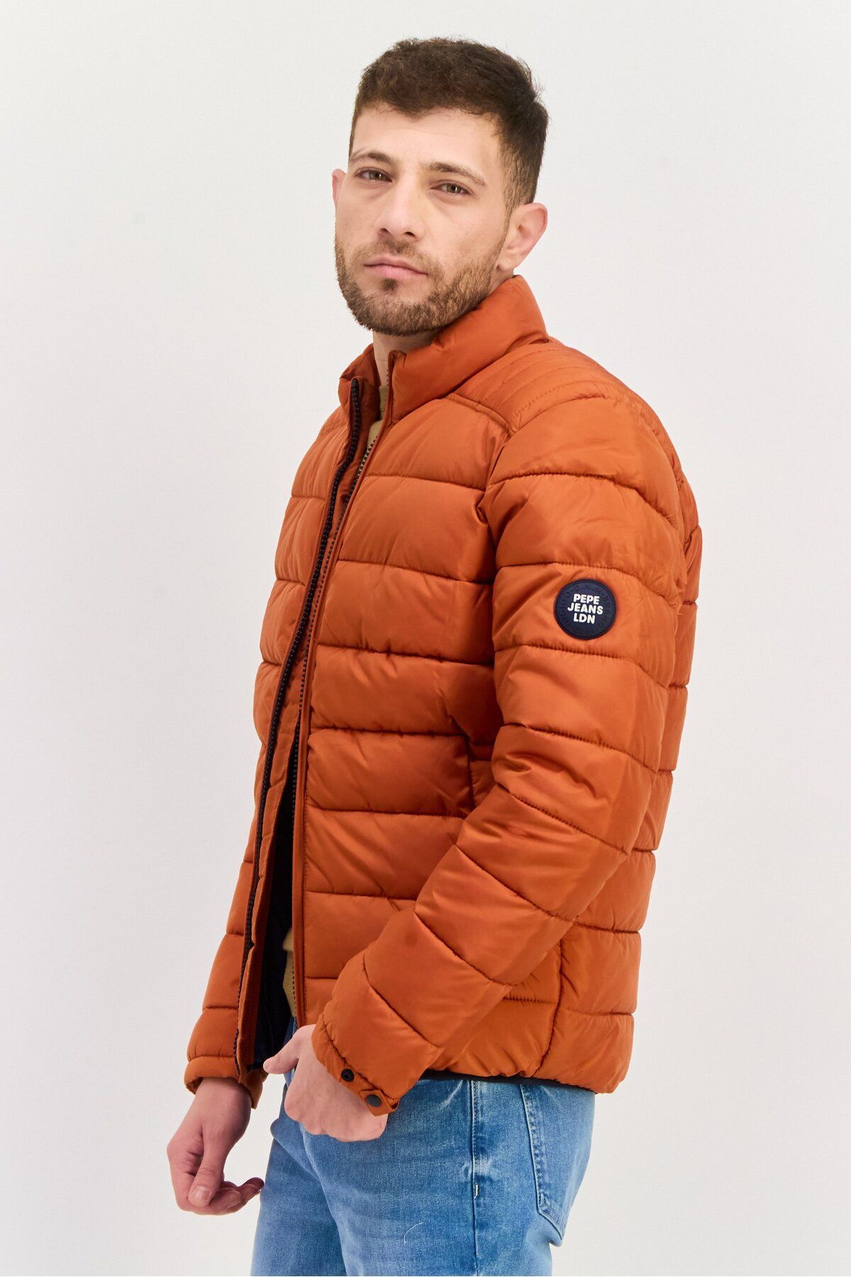 Pepe Jeans-Men Quilted Soft Shell Jacket, Rust 2