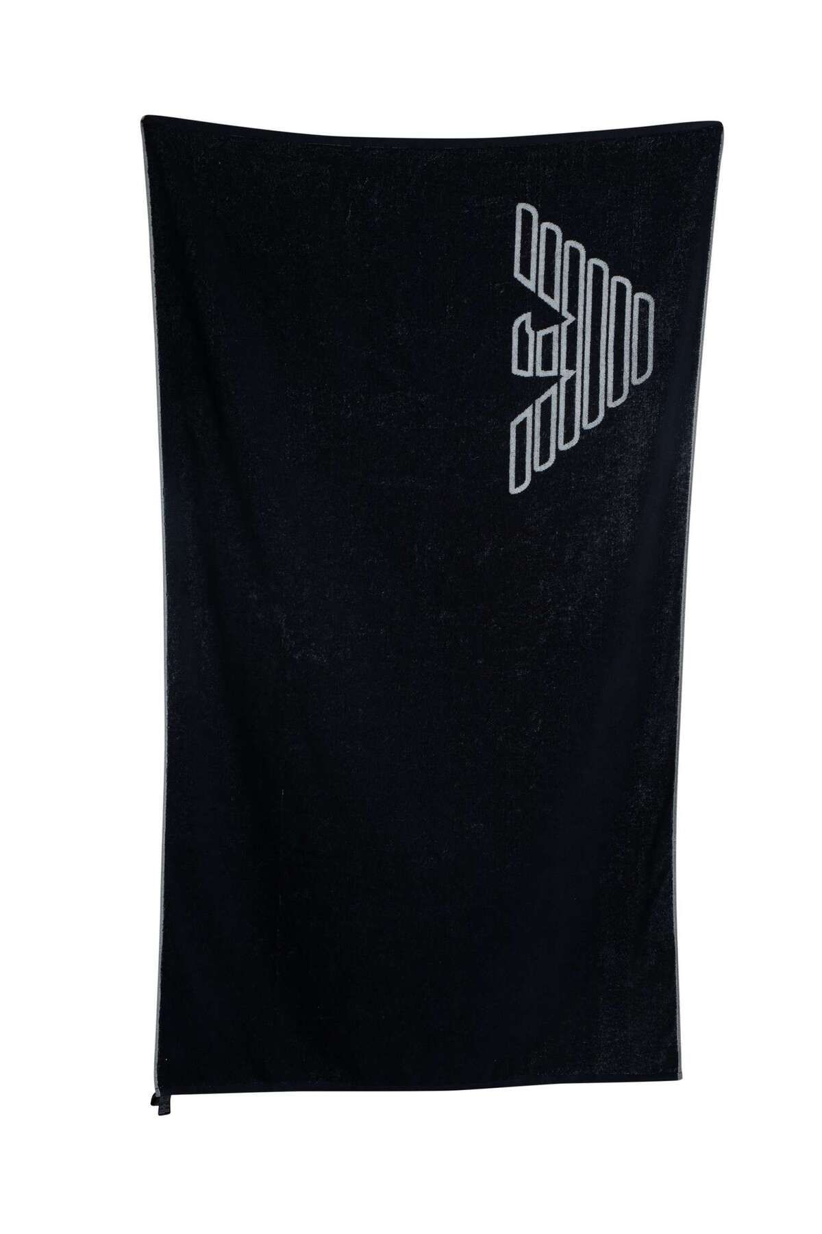 Emporio Armani-Navy Blue Eagle Patterned Unisex Cotton Beach Towel - Ex 000019   Af12331-Ub102 1