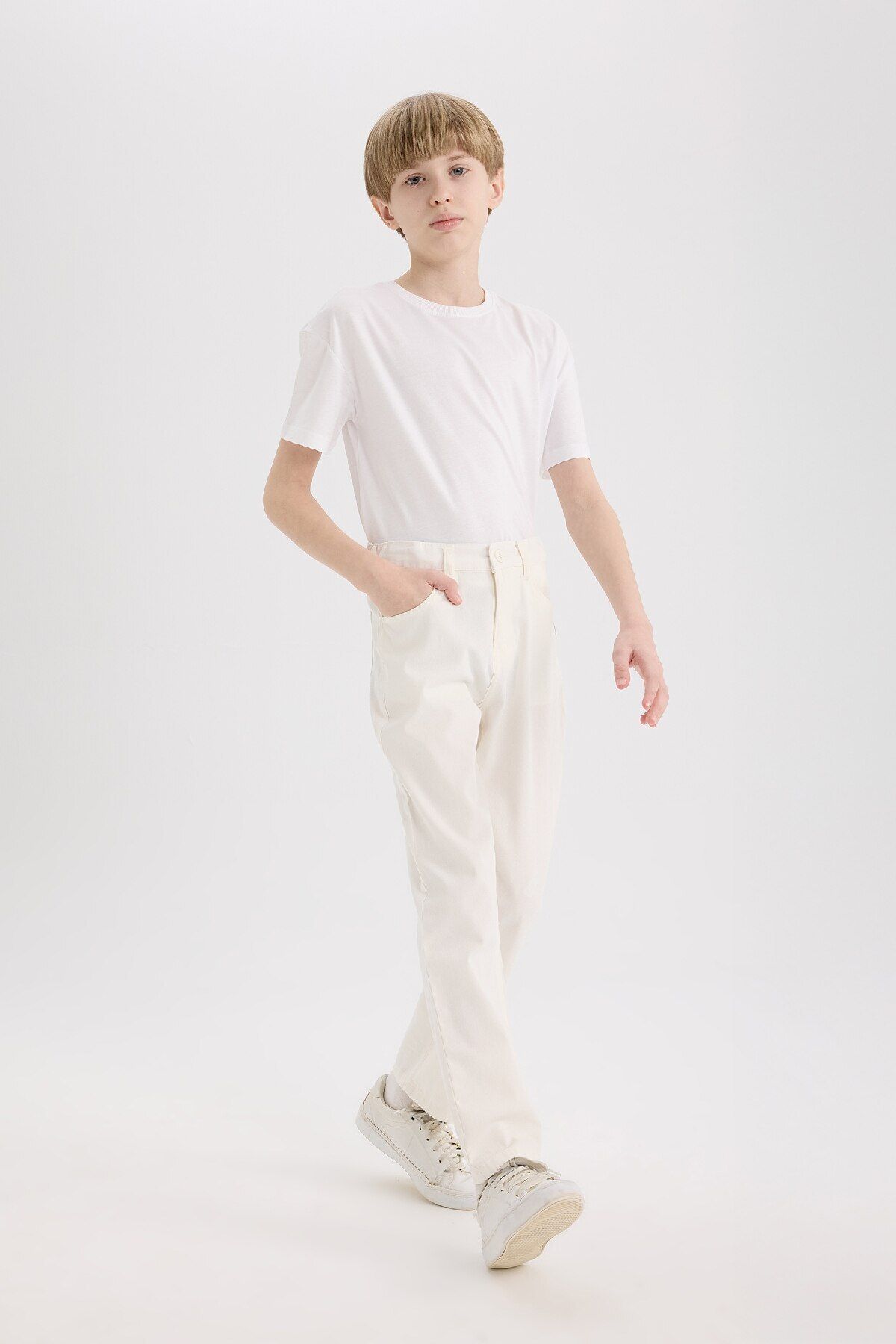 DeFacto-April 23 Boys' Gabardine Trousers - Regular Fit, Straight Leg X4224A625Sm 2