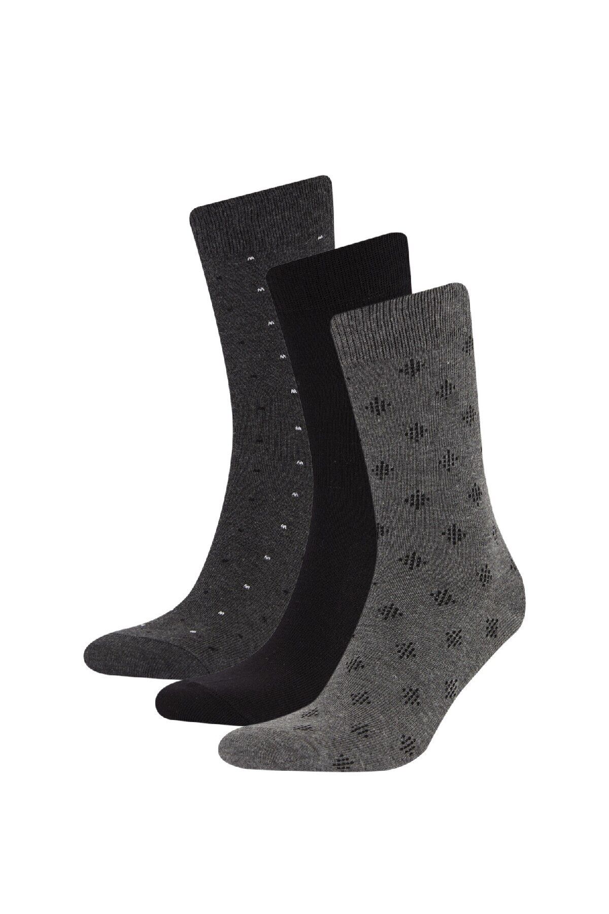 DeFacto-3-teilige lange Baumwollsocken für Herren F0938AXNS 1