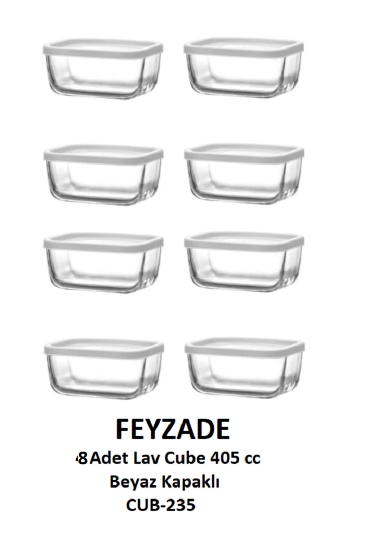 LAV-Feyzade Cube Breakfast Storage Container Set 8 Pcs 405Cc (Cub-235) 1