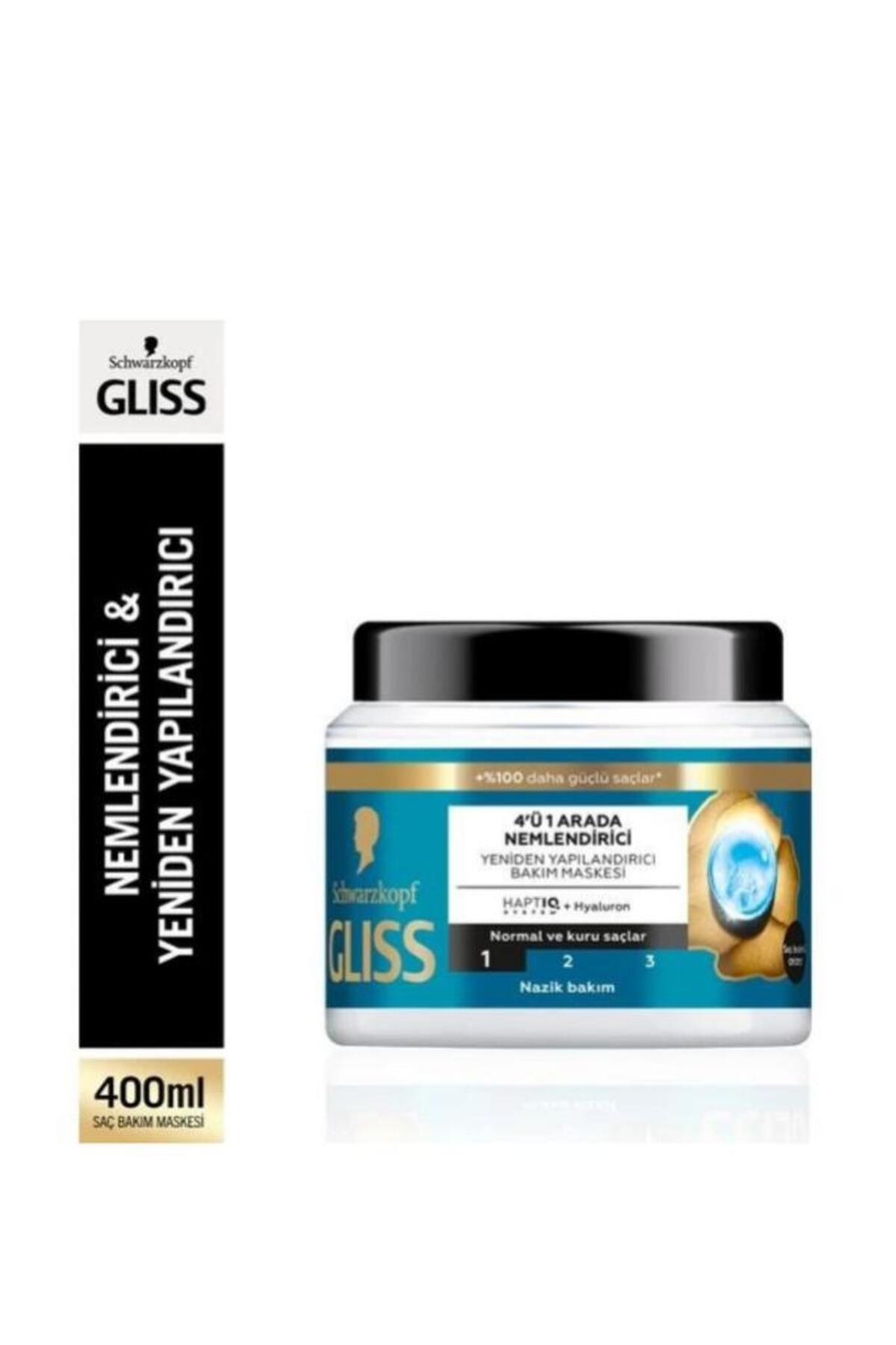 Gliss 4'ü 1 Arada Nemlendirici & Yeniden Yapılandırıcı Saç Bakım Maskesi 400 ml — 3838824421797