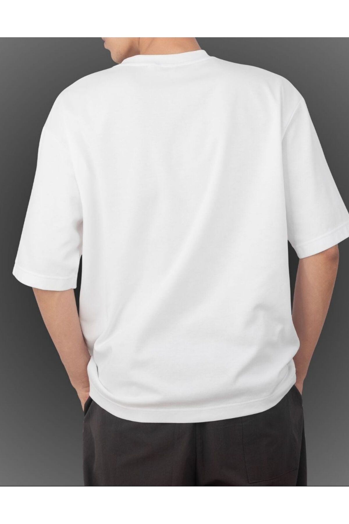 Sanctum-Spider Web Patterned Oversize Unisex Quality White Basic T-Shirt 2