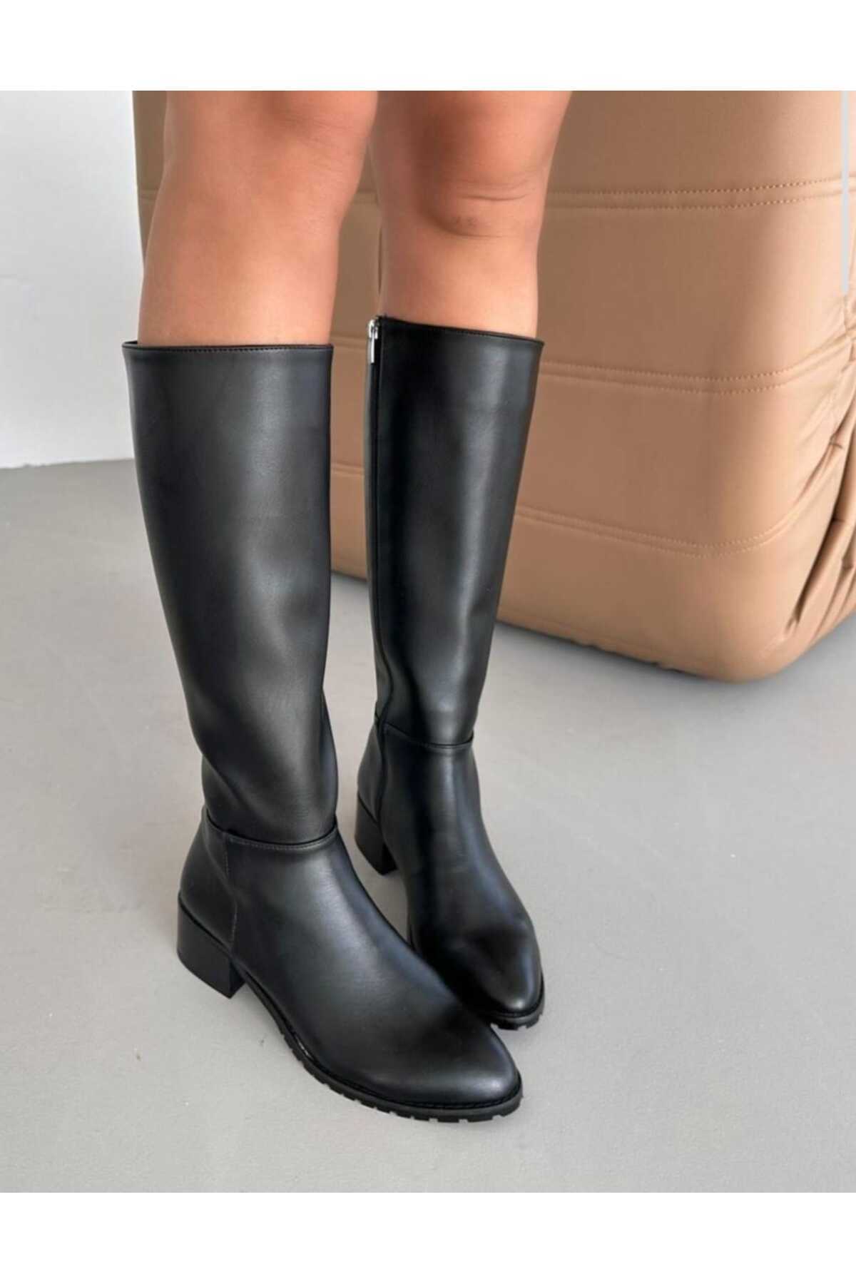 POTEEN Western Cowboy Pattern - Cizme Cu Toc Pentru Femei Cu Detaliu Cu Fermoar - Negru Femeie - 38
