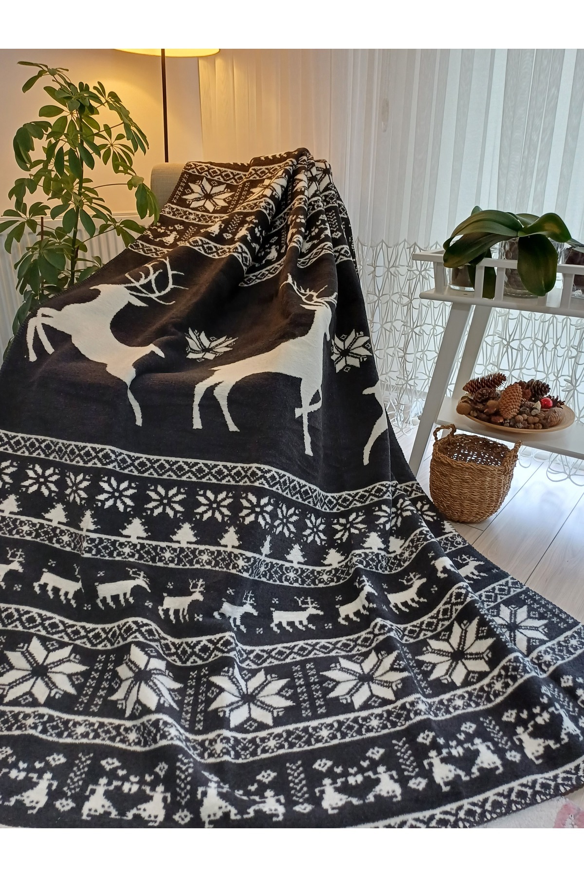 Christmas Blanket Single Black & White New Year Blanket