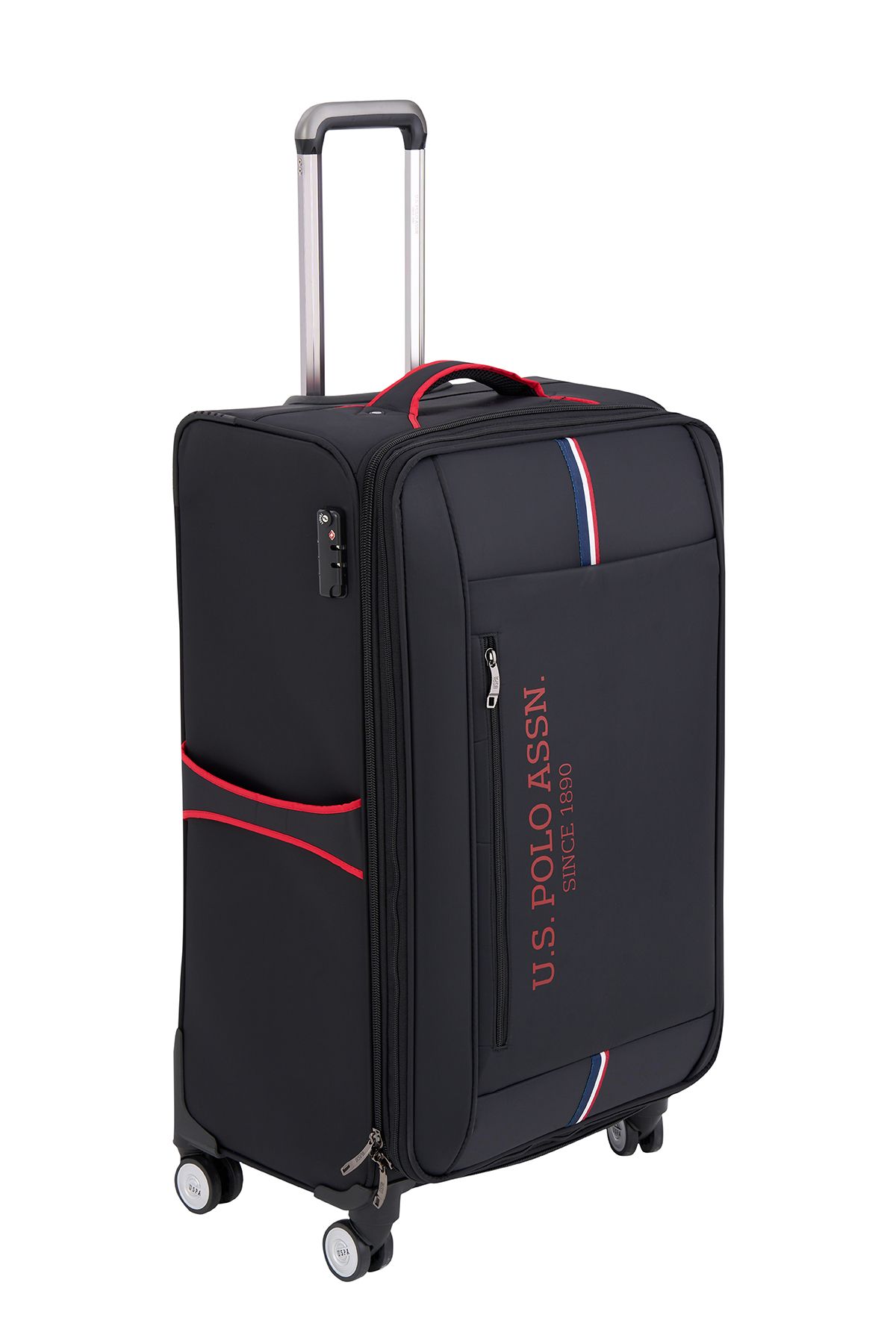 Us polo Assn 24028-24029-24030 سایز بزرگ فوق العاده سبک چمدان چرخ دار پارچه ای لوکس مشکی U.S. Polo Assn.