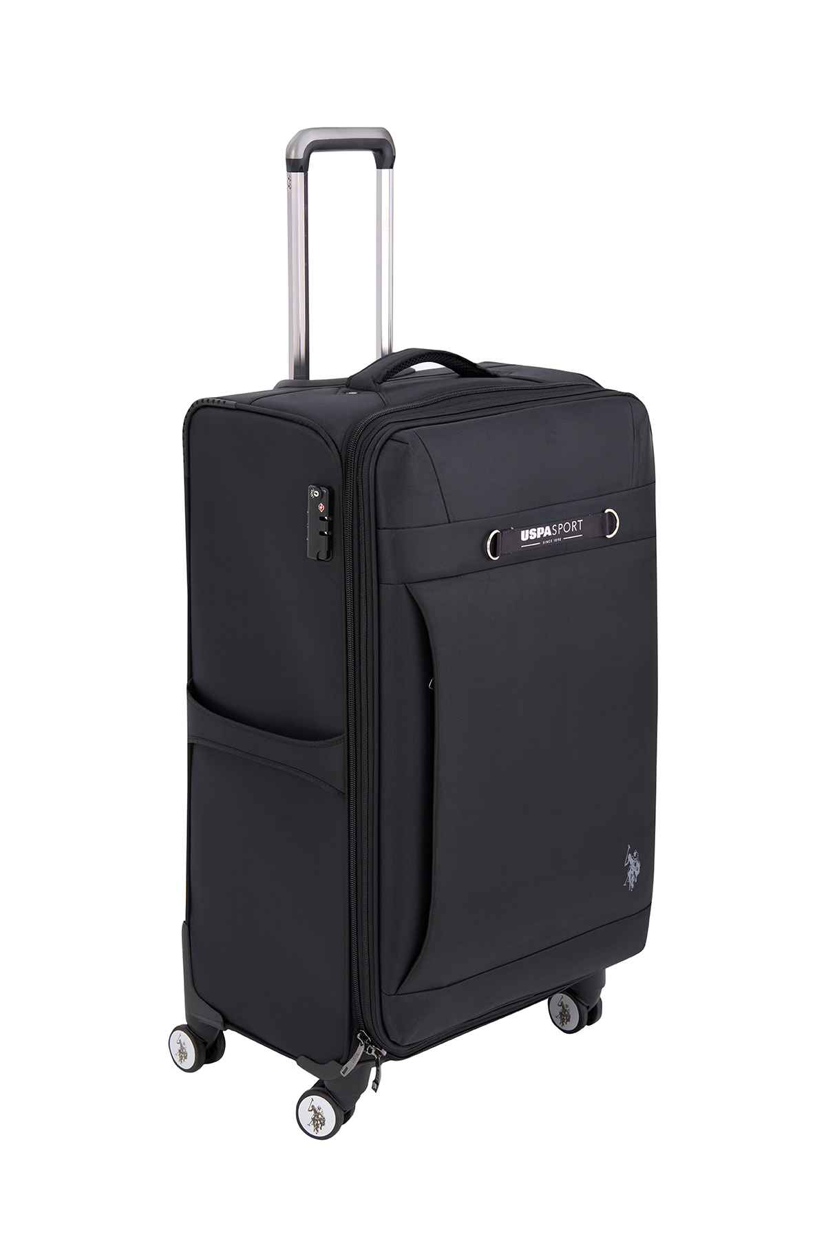 یو اس پولو چمدان چرخدار پارچه‌ای لوکس و فوق‌العاده سبک US Polo Assn 24035 سایز متوسط، مشکی