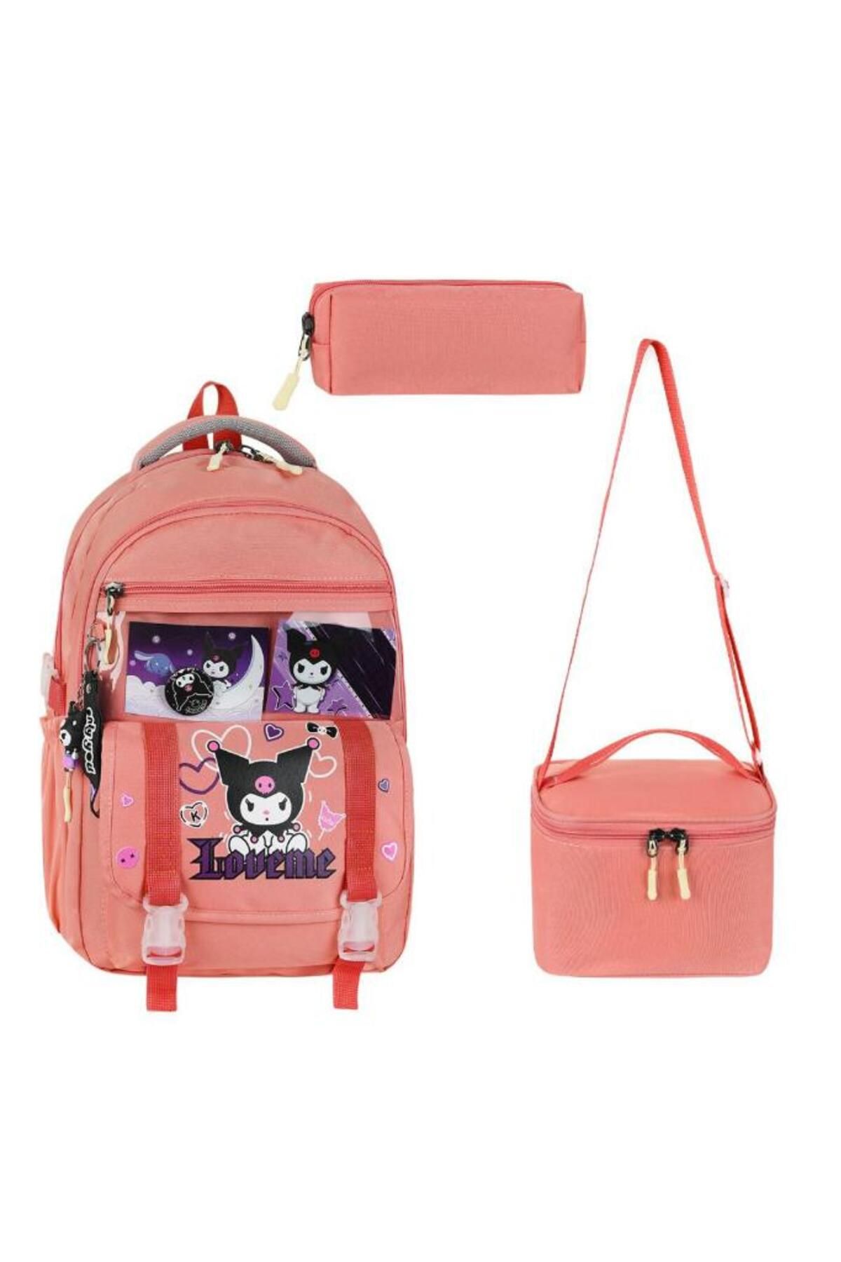 Baginn Geantă Pentru Școală Primară Set De 3 Cutii De Prânz Suport Stilou 42*30 Cm Breloc Și Insignă Cadou Femeie - One Size