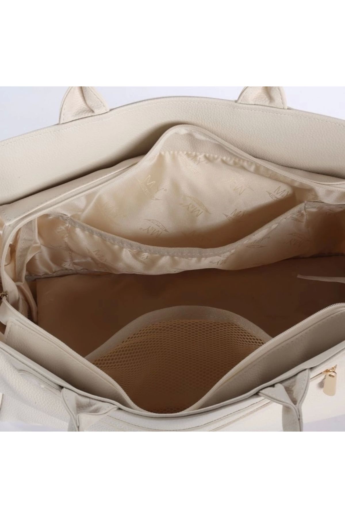 Akm Life-M&Y Juno Leather Mother Baby Care Bag 7281 Cream 5