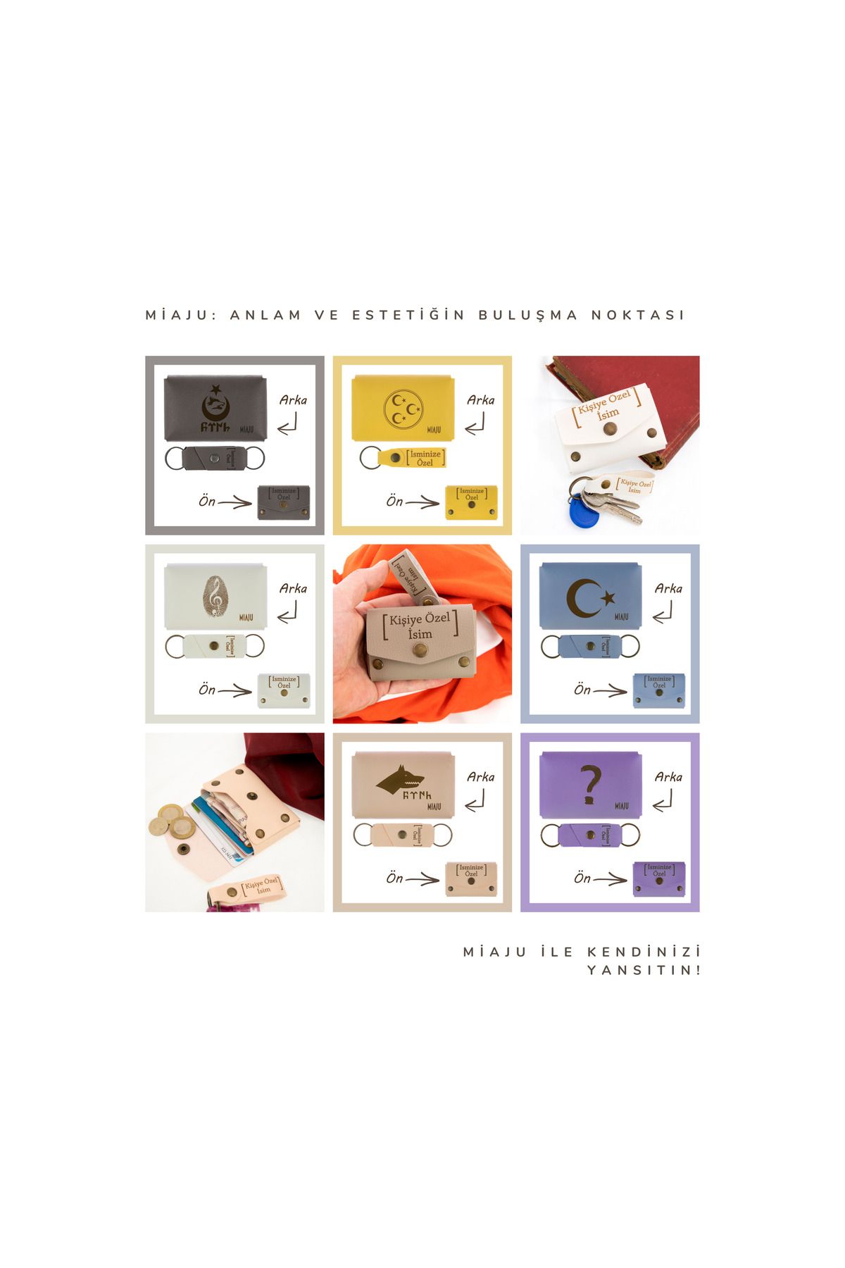 miawiki-White Color, Personalized Keepsake Wallet and Keychain Set, Special Design Giving Happiness 5