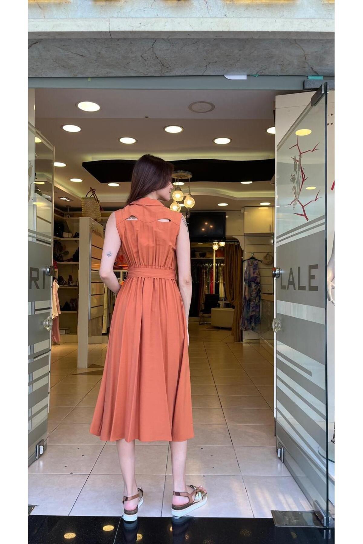 Unique-Midi Length Window Detailed Dress 4