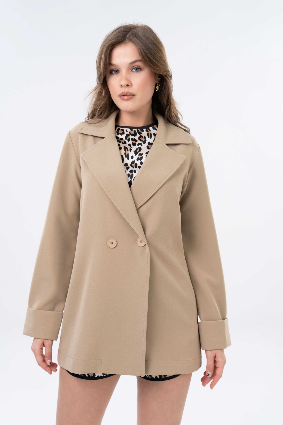  Saade Vizon Erkek Yaka Cift Dü?me Kapama Astars?z Spor