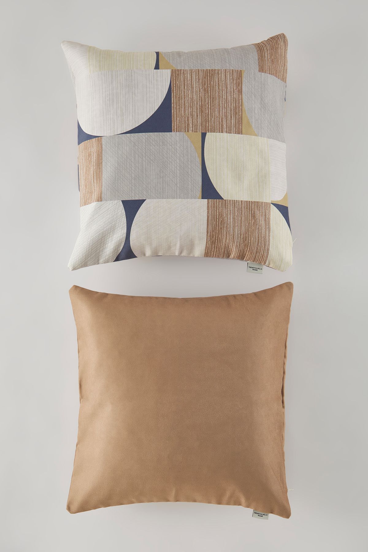 Trendyol Collection-Multi-Color Geometric Pattern and Plain 2-Piece Throw Pillow Cover 45X45Cm Tphss25Kkk00006 2