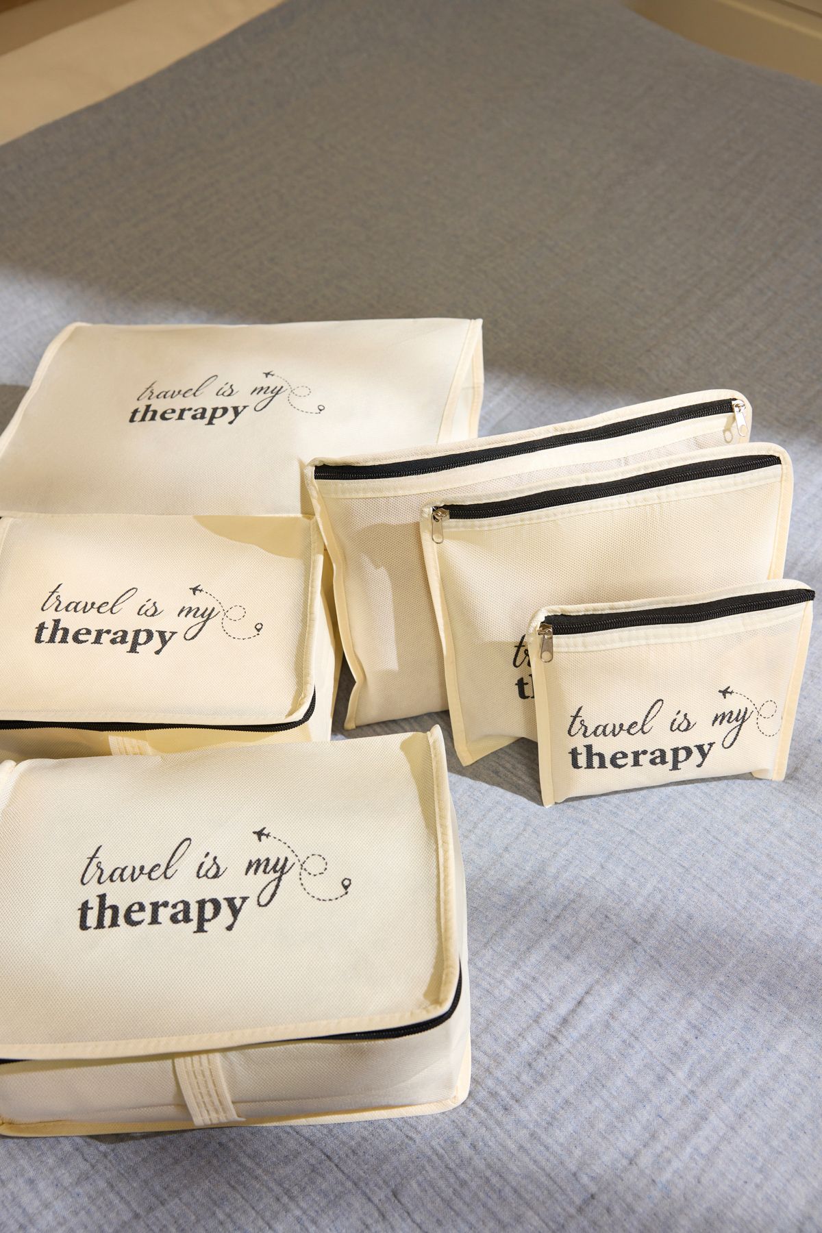 Trendyol Collection-Set of 6 Suitcase Organizers with Slogan Print and Zipper Detail Tphss25Bid00003 1