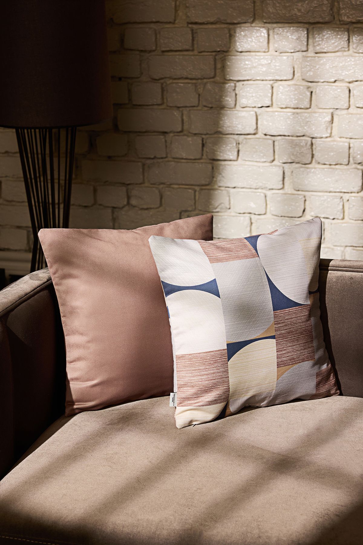 Trendyol Collection-Multi-Color Geometric Pattern and Plain 2-Piece Throw Pillow Cover 45X45Cm Tphss25Kkk00006 1