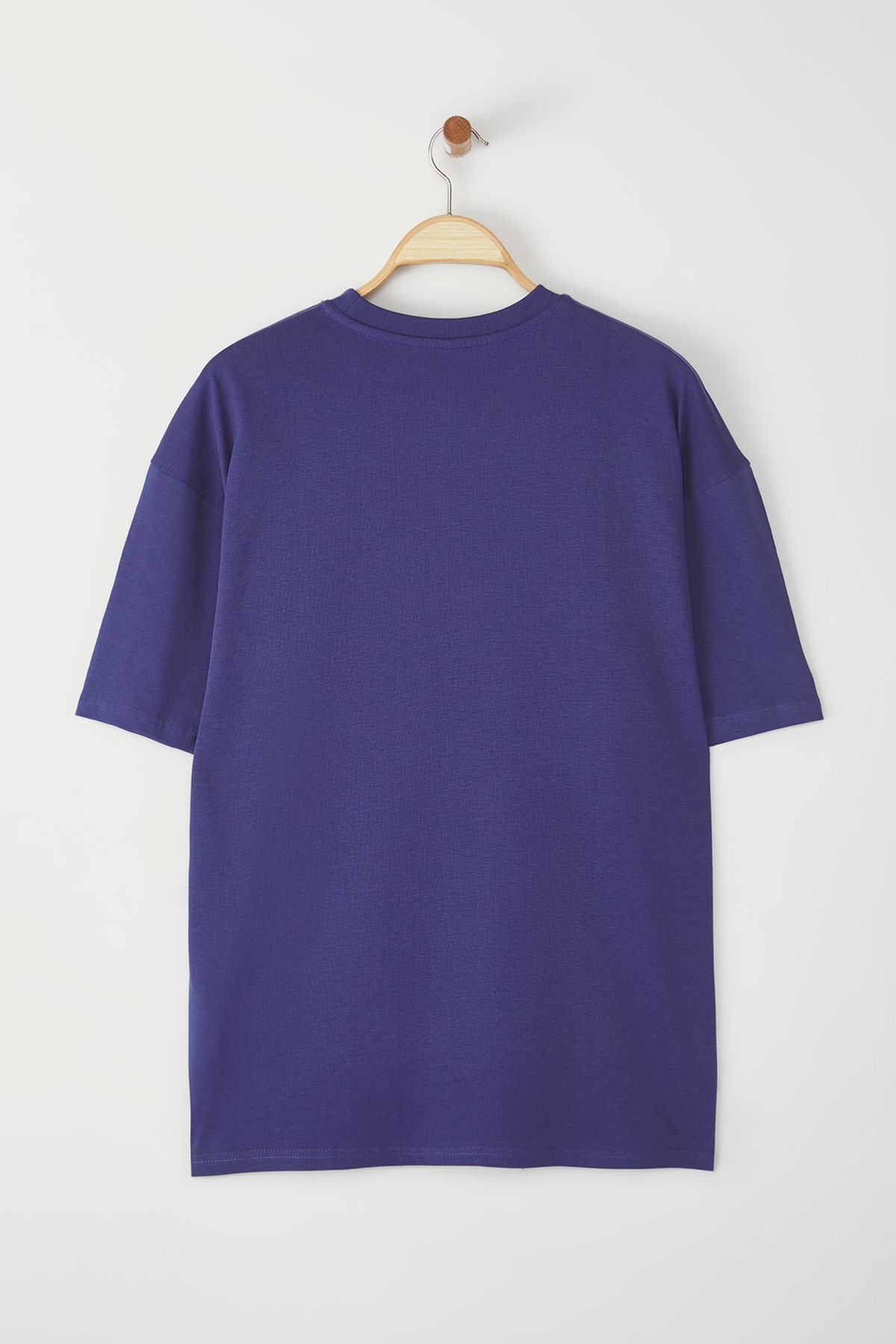 Trendyol Collection-Purple Minimal Embroidery Oversize Cotton T-Shirt - Tmnss25Ts00160 3