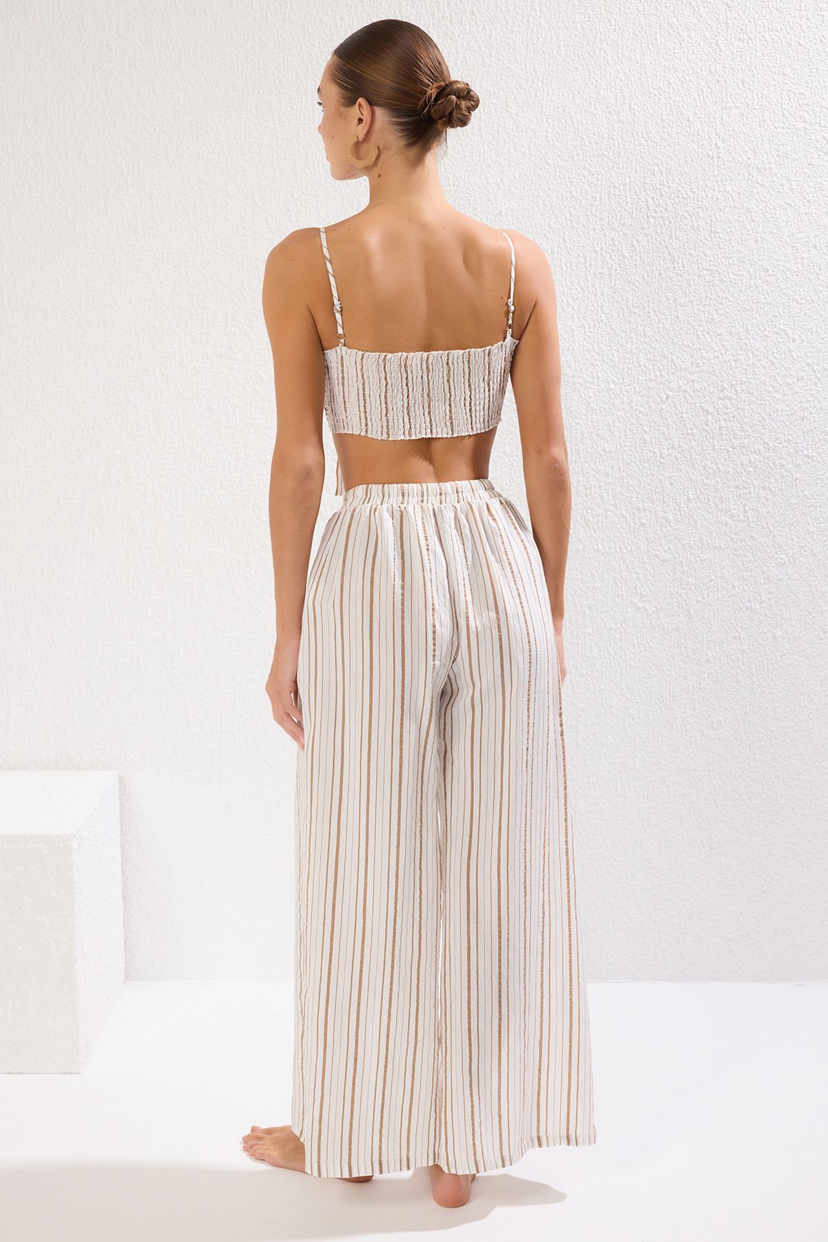 Trendyol Collection-Textured Striped Slit Blouse and Pants Set - Tbess25Au00038 6