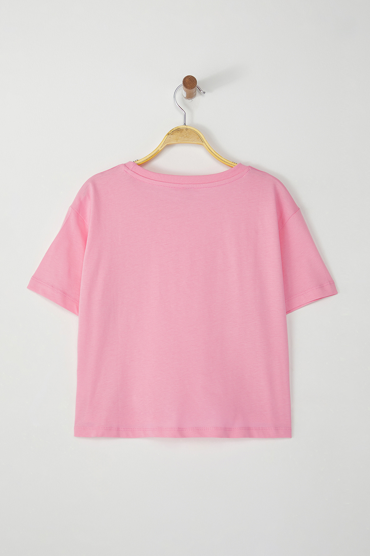 Trendyolmilla  Pembe %100 Pamuk Fiyonk Detaylı Regular/Normal Kalıp Örme T-Shirt TWOSS25TS00087 - Görsel 6