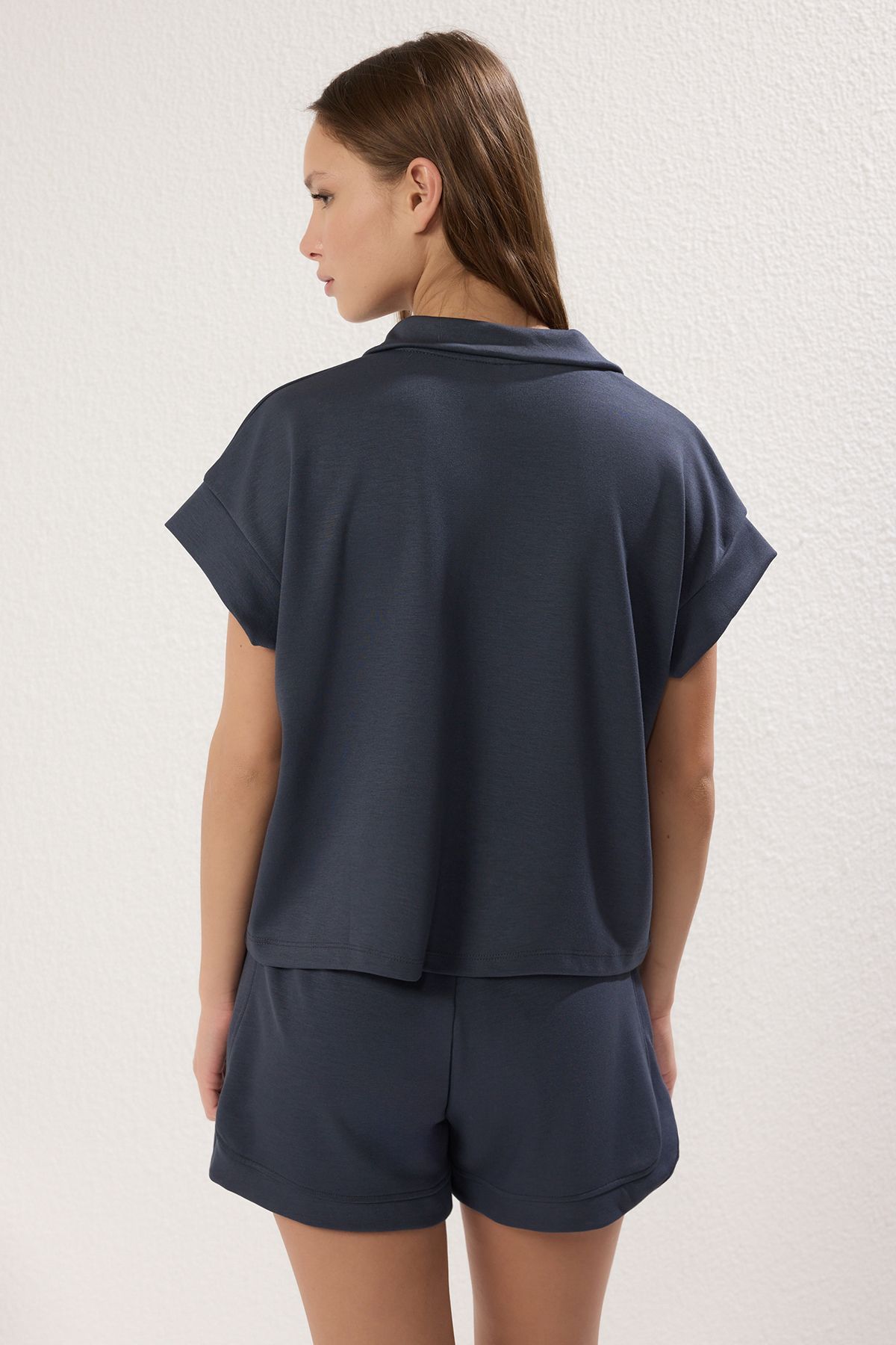 Trendyol Collection-Anthracite Soft Texture Regular/Normal Fit Zip-Up Collar Flexible Knitted Bottom-To-Top Suit Twoss25Au00056 4
