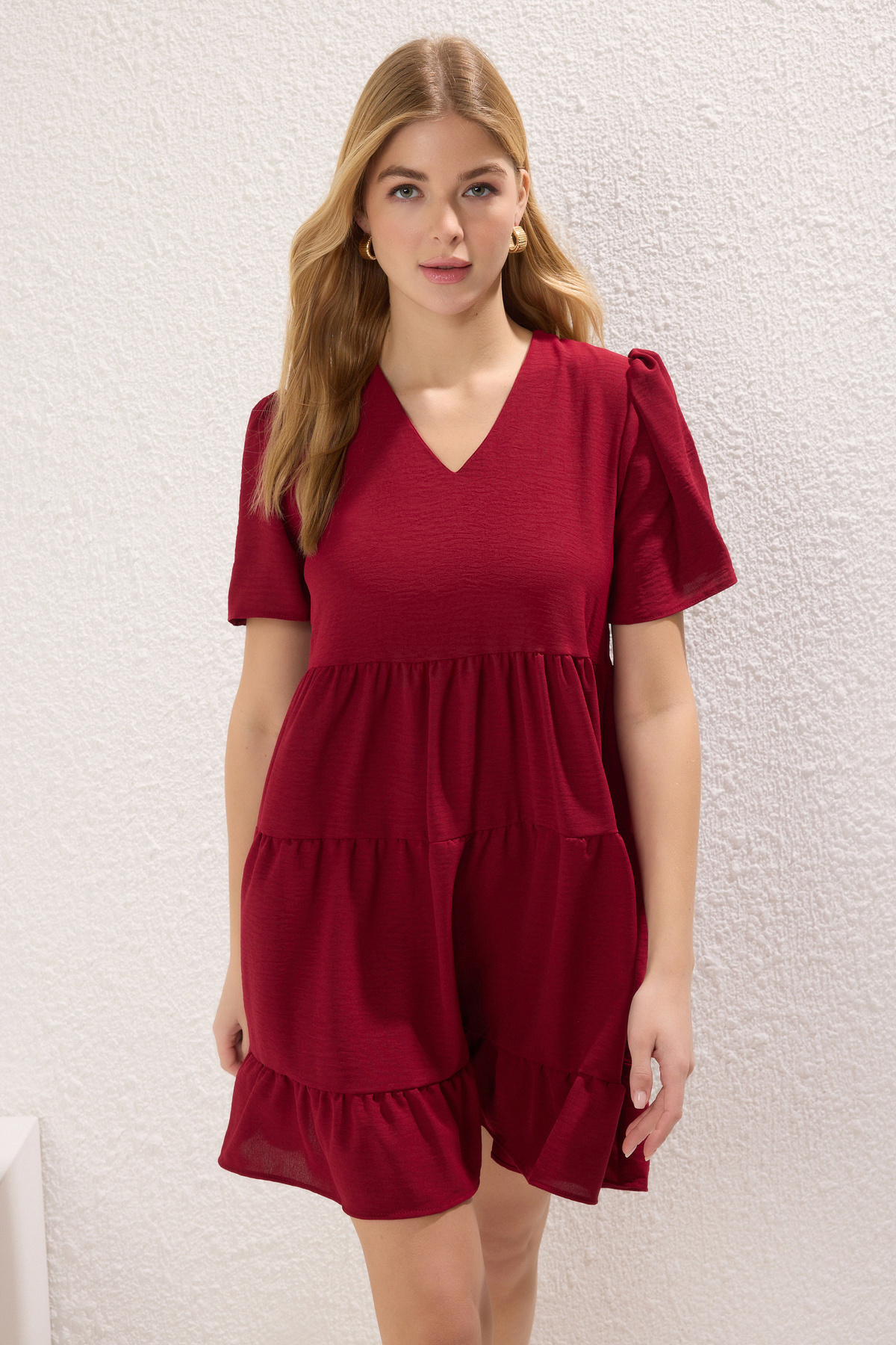 Trendyol Collection-Plum*001 Einfarbiges, einfarbiges Mini-Webkleid TWOSS20EL0400 2