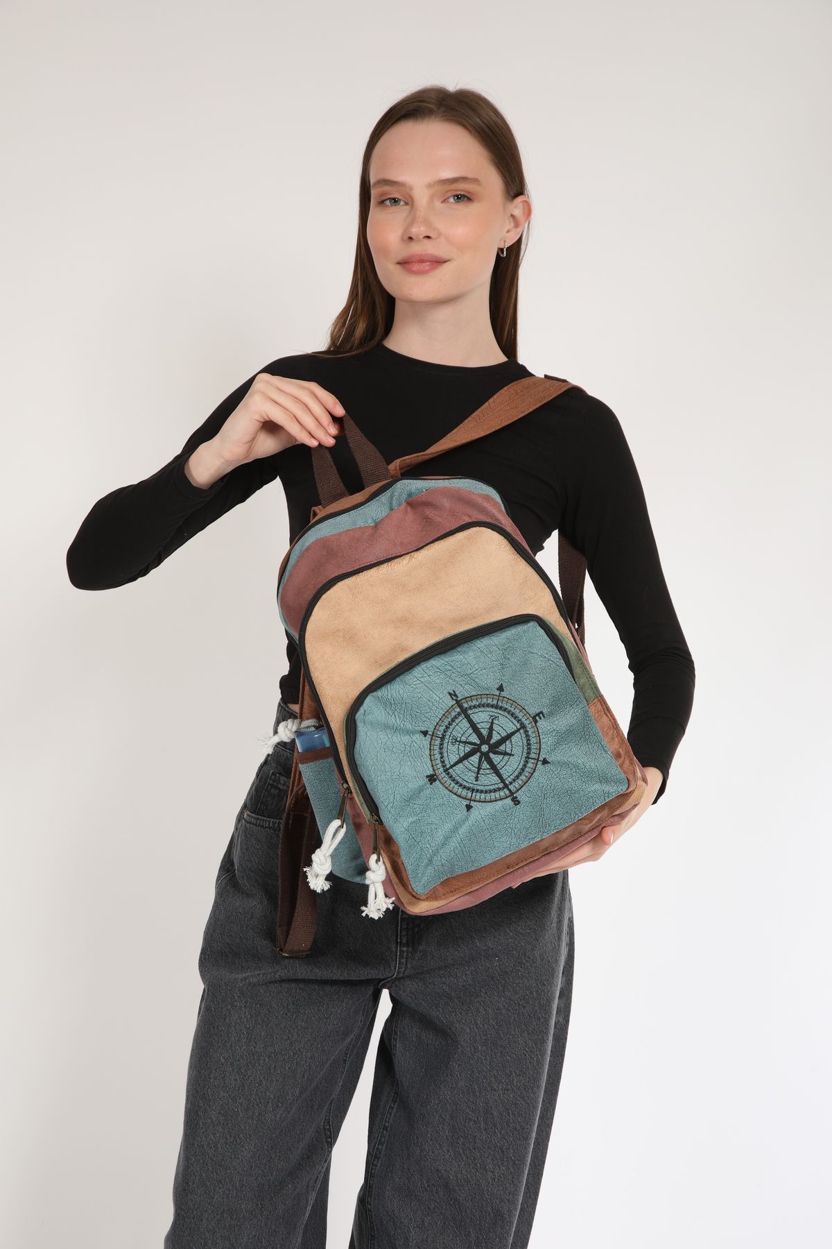 Mona Etnik-Ethnic and Authentic Compass Embroidery Backpack - 3 Compartments and Waterproof Bohemian Style 4