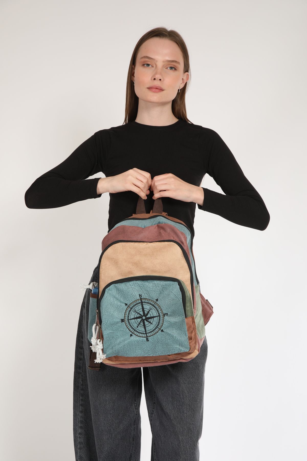 Mona Etnik-Ethnic and Authentic Compass Embroidery Backpack - 3 Compartments and Waterproof Bohemian Style 5