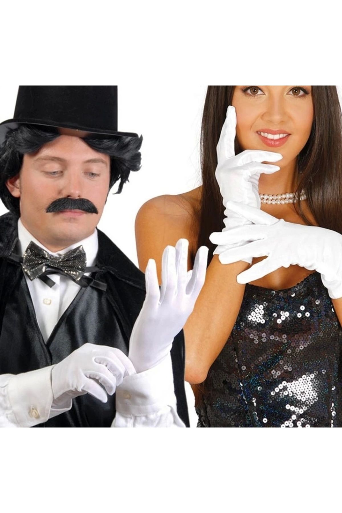 YNT İthalat-Heyf White Color Adult Size Lycra Show Gloves 3