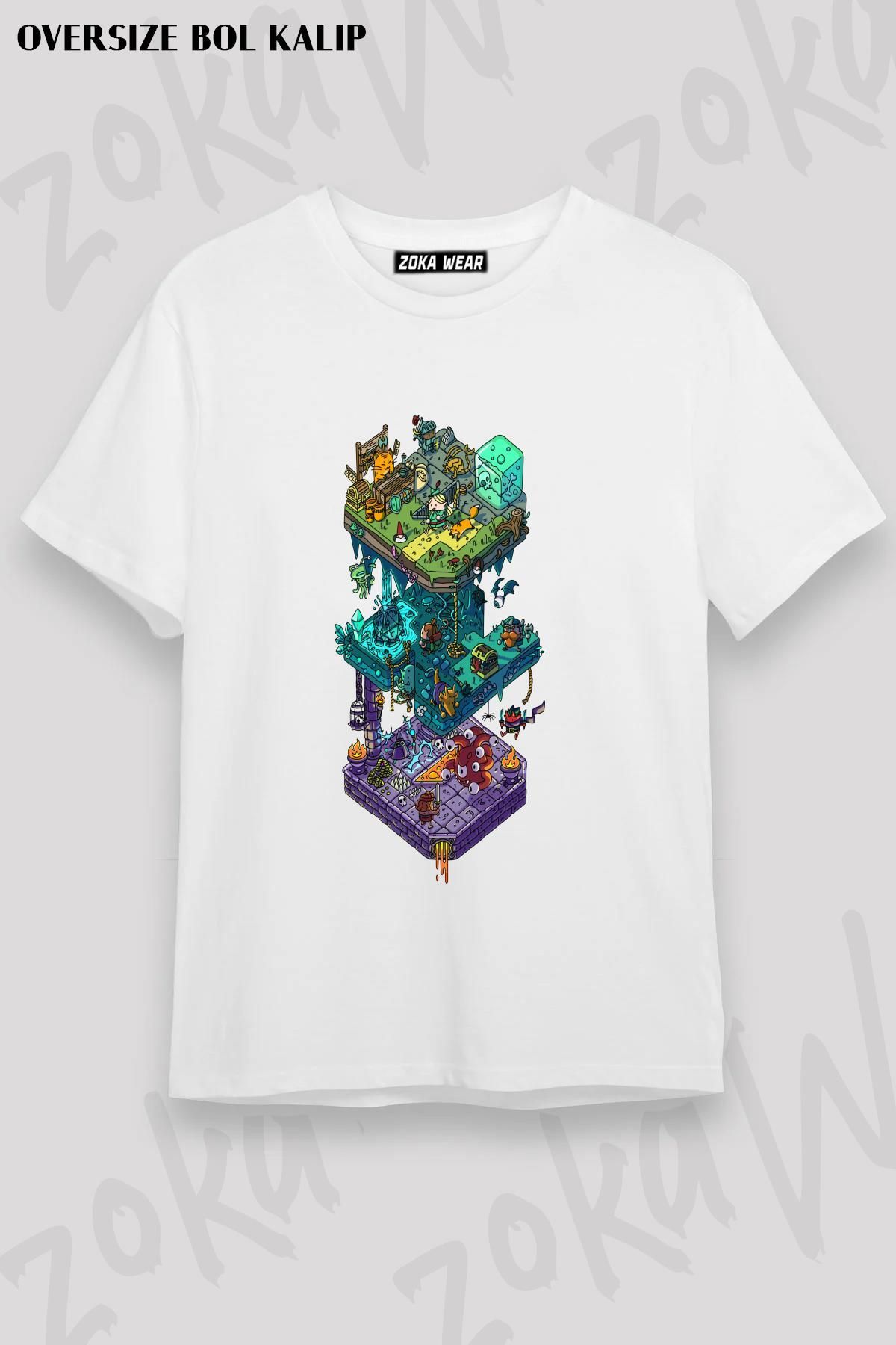 ZOKAWEAR Tricou Unisex Oversize Cu Imprimeu Dungeons And Design Isometric Unisex - XL