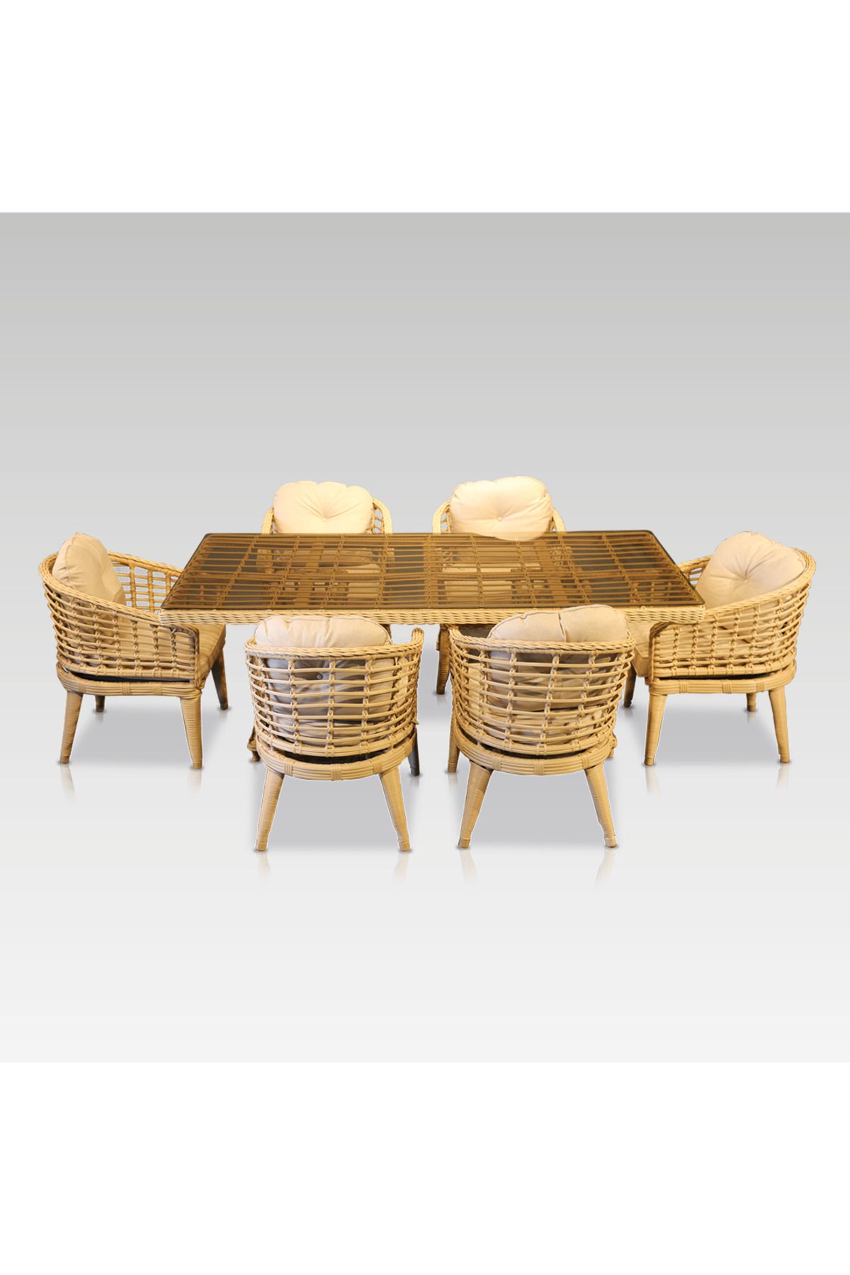 EcoluxbyErdemoglu Ecolux RODOS Rattan 6 Kişilik Yemek Takımı