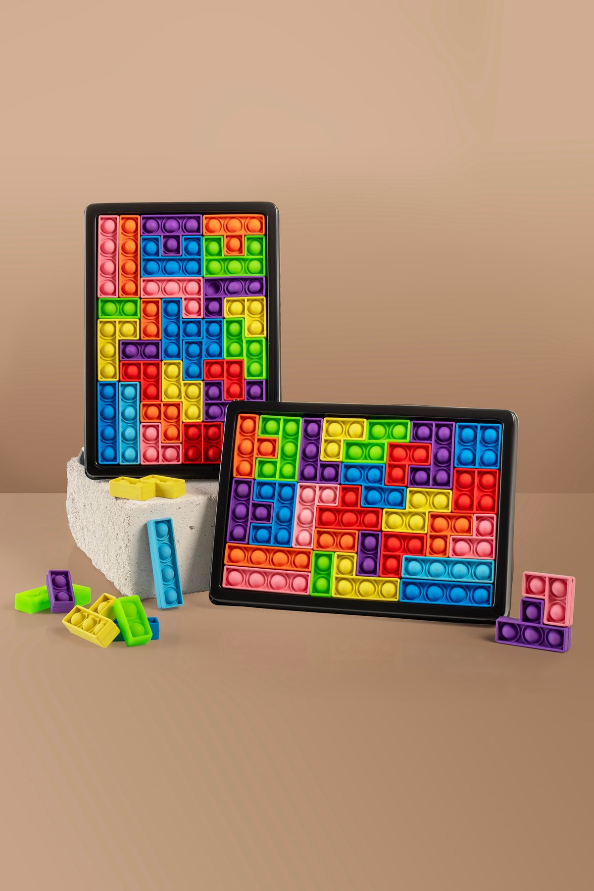 VİGENTİNO-Popitli Puzzle Tetris Toy 3D Tetris and Design 26 Pieces Building Blocks Sensory Educational Toy 5