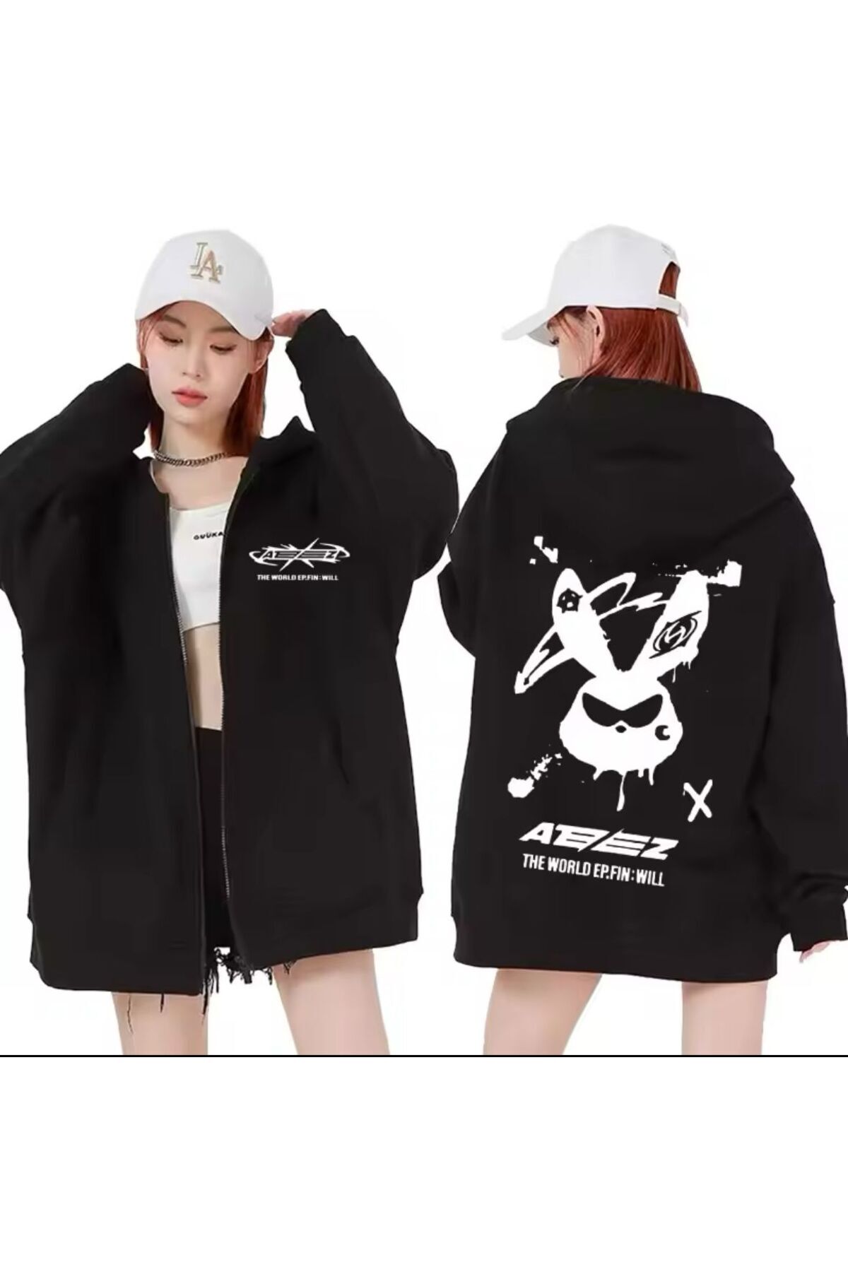 Aesthia Ateez the World Ep Fin Will Sweatshirt Hırka — مشکی ateez