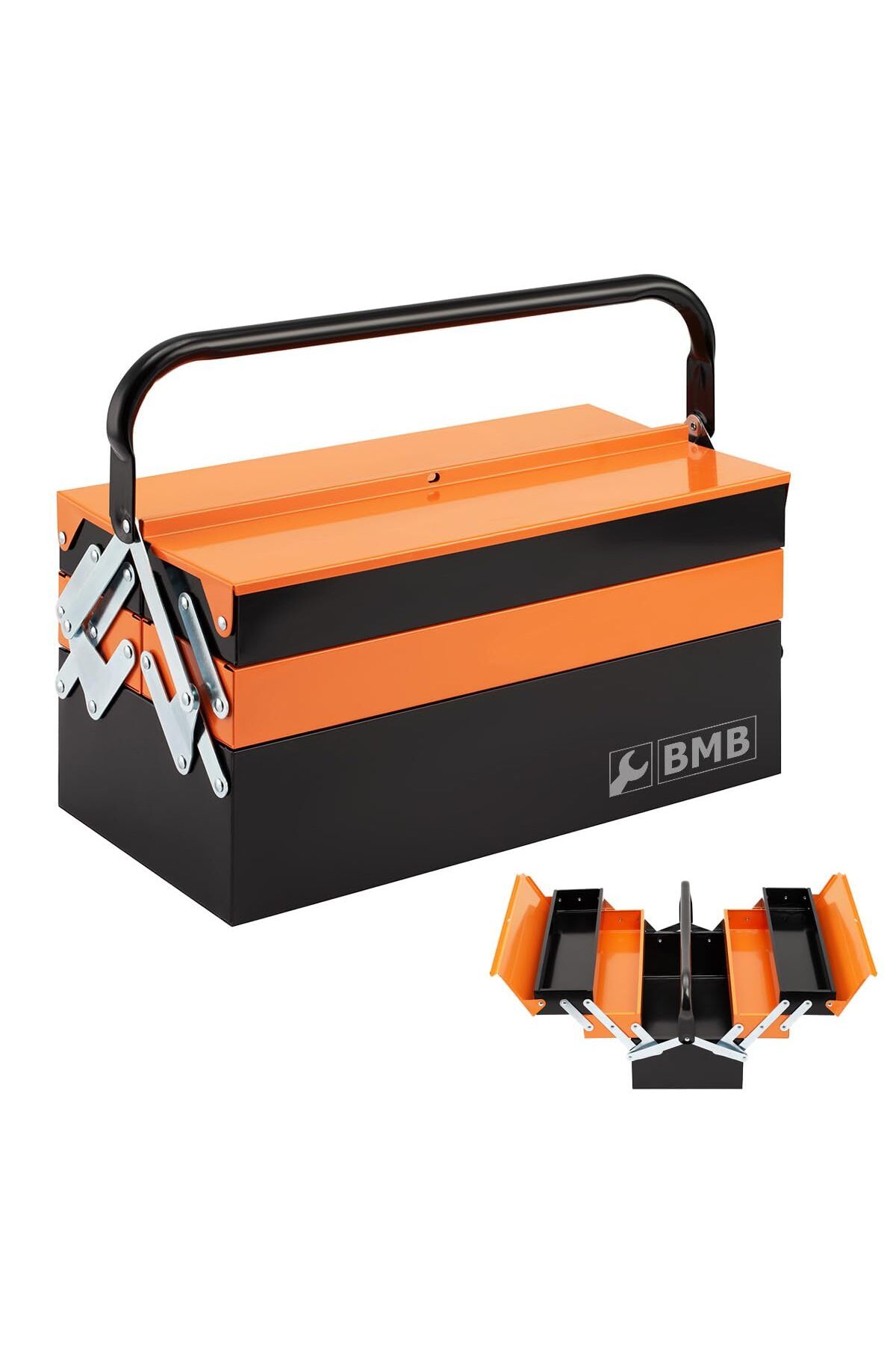 Lawazim-BMB TOOLS 42cm Metal Toolbox 3-Layer 5-Tray Toolbox with Fixed Handle Folding Tool Organizer 1