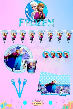 ECM PARTI Elsa Frozen Temalı 8 Kişilik Mini Doğum Günü Parti Seti
