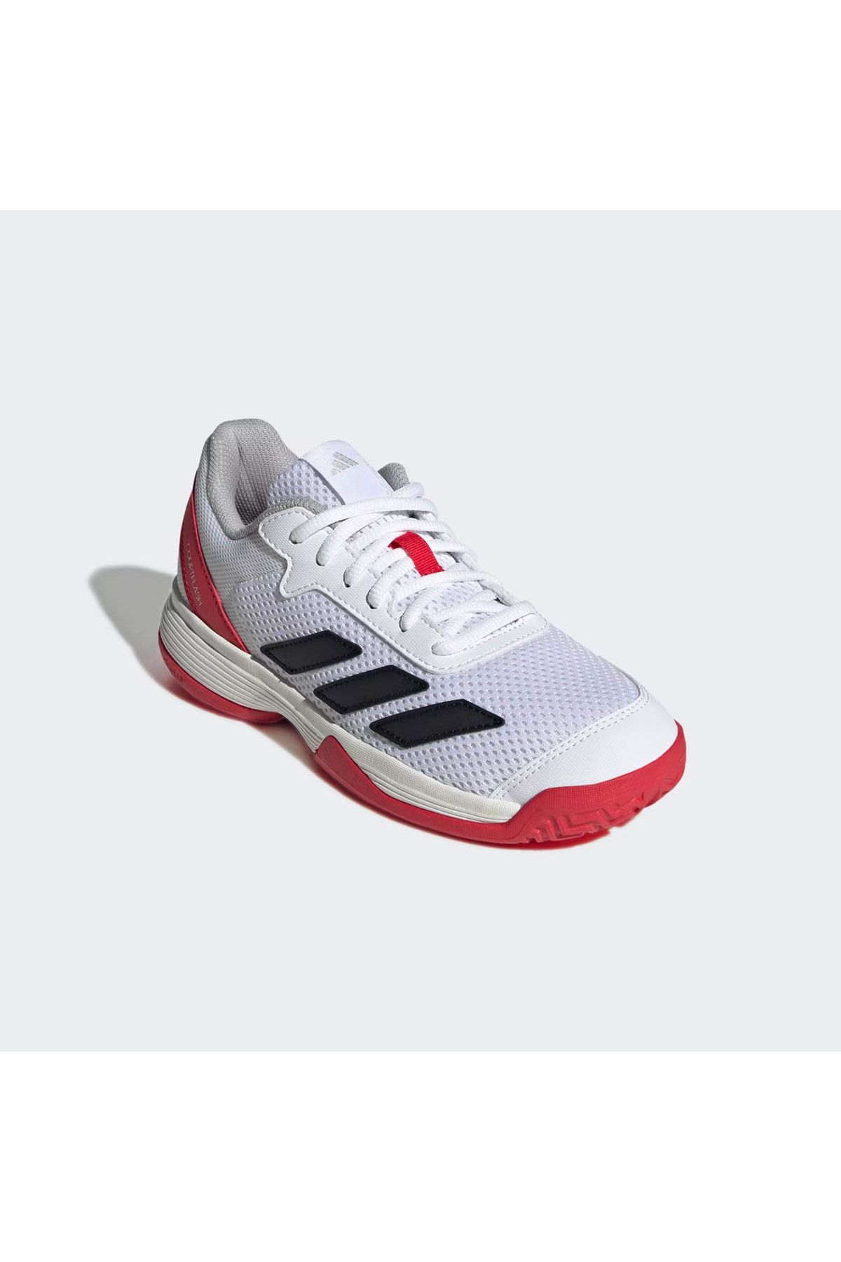 adidas-Jı2448 Courtflash K - حذاء تنس نسائي باللونين الأبيض والوردي 3