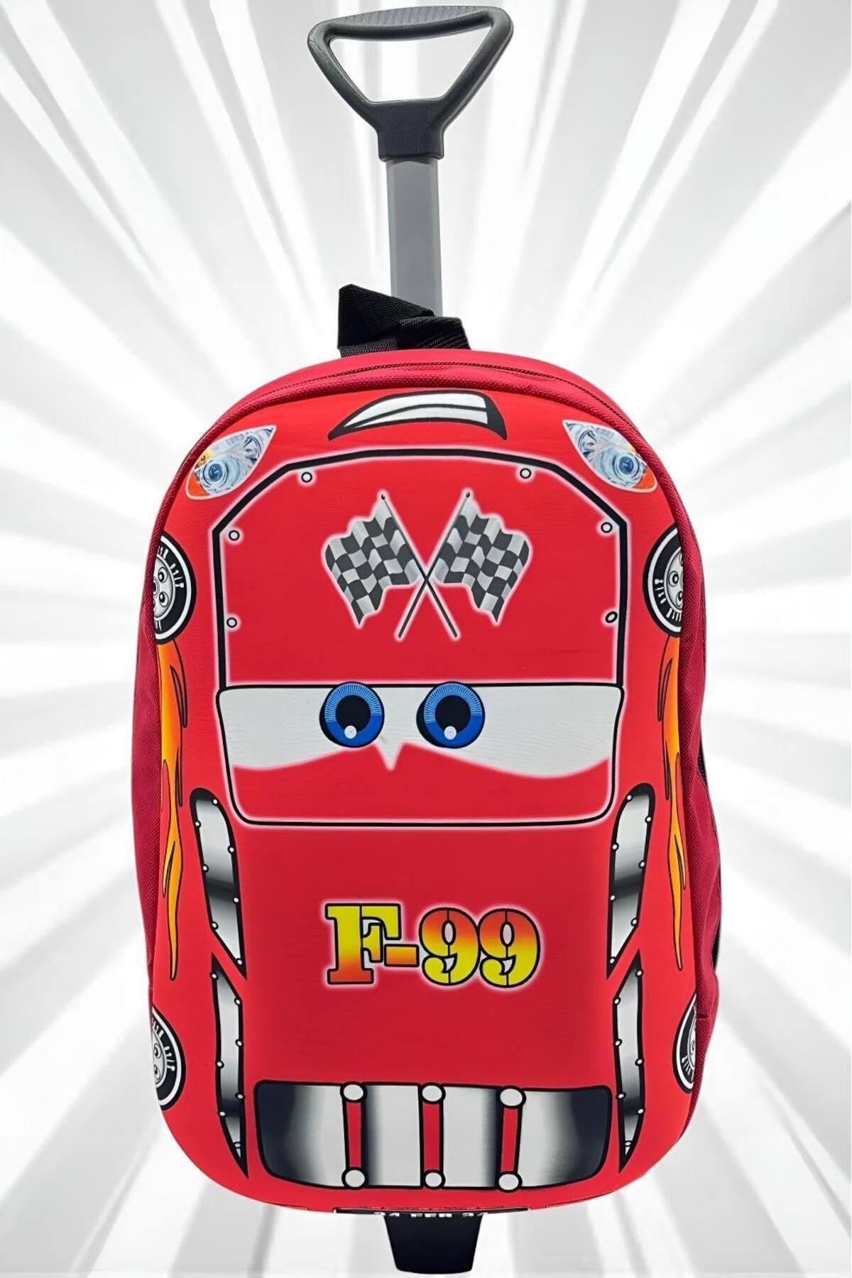 Uniquerrs-F99 Race Car - 2-6 Years Nursery Squeegee Wheeled Backpack and School Bag 7